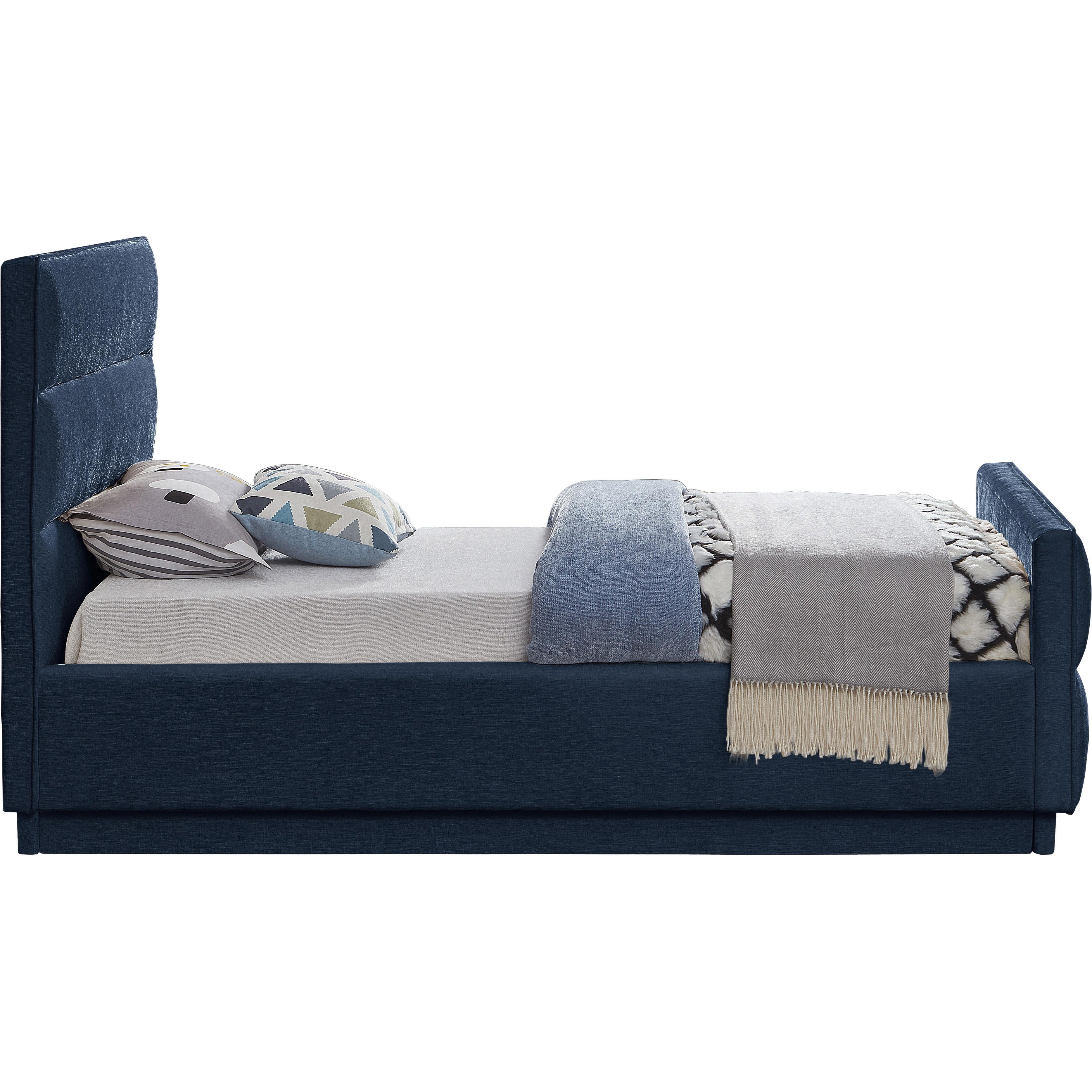Meridian Paxton Navy Chenille Fabric Twin Bed (3 Boxes)
