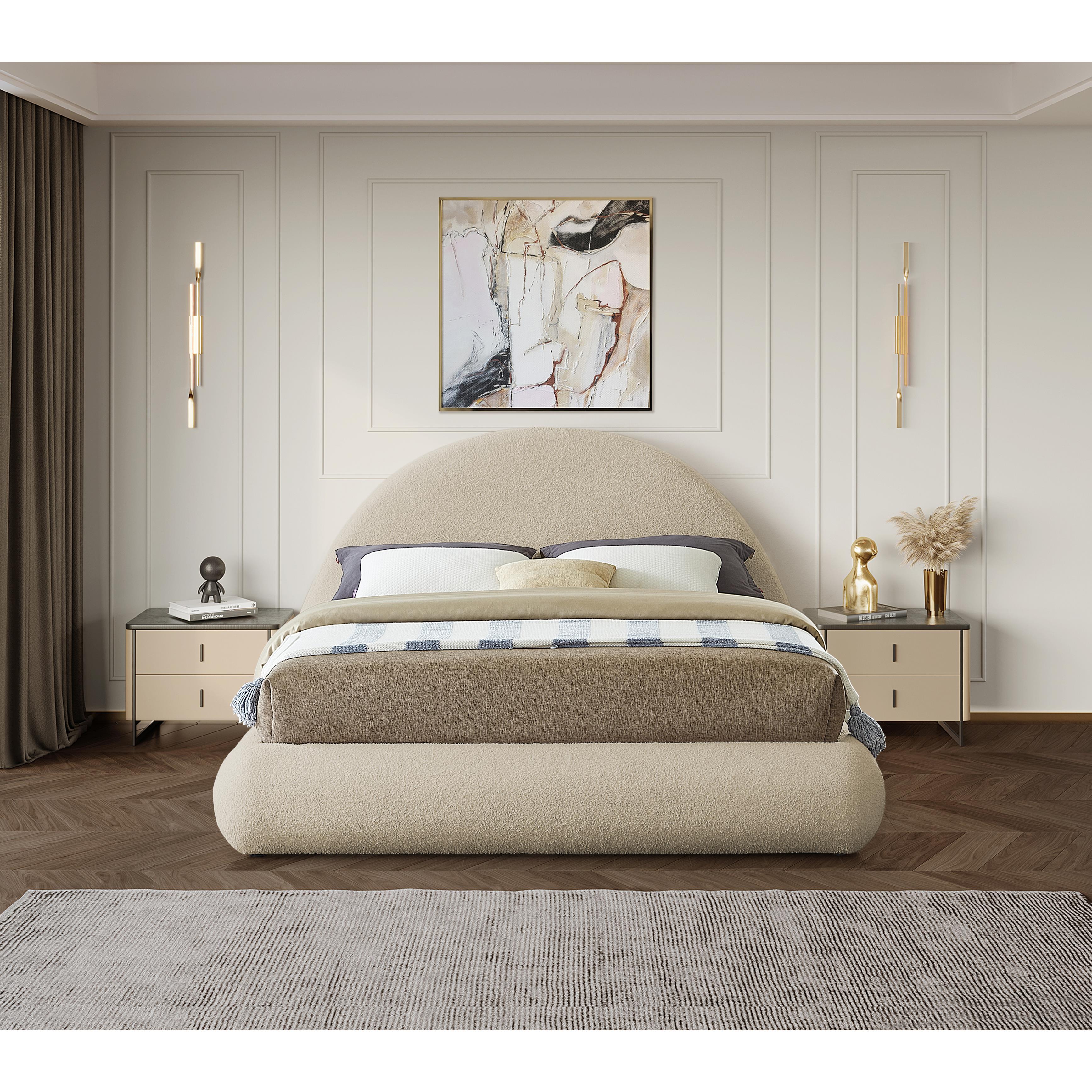 Meridian Rudy Beige Teddy Fabric Full Bed