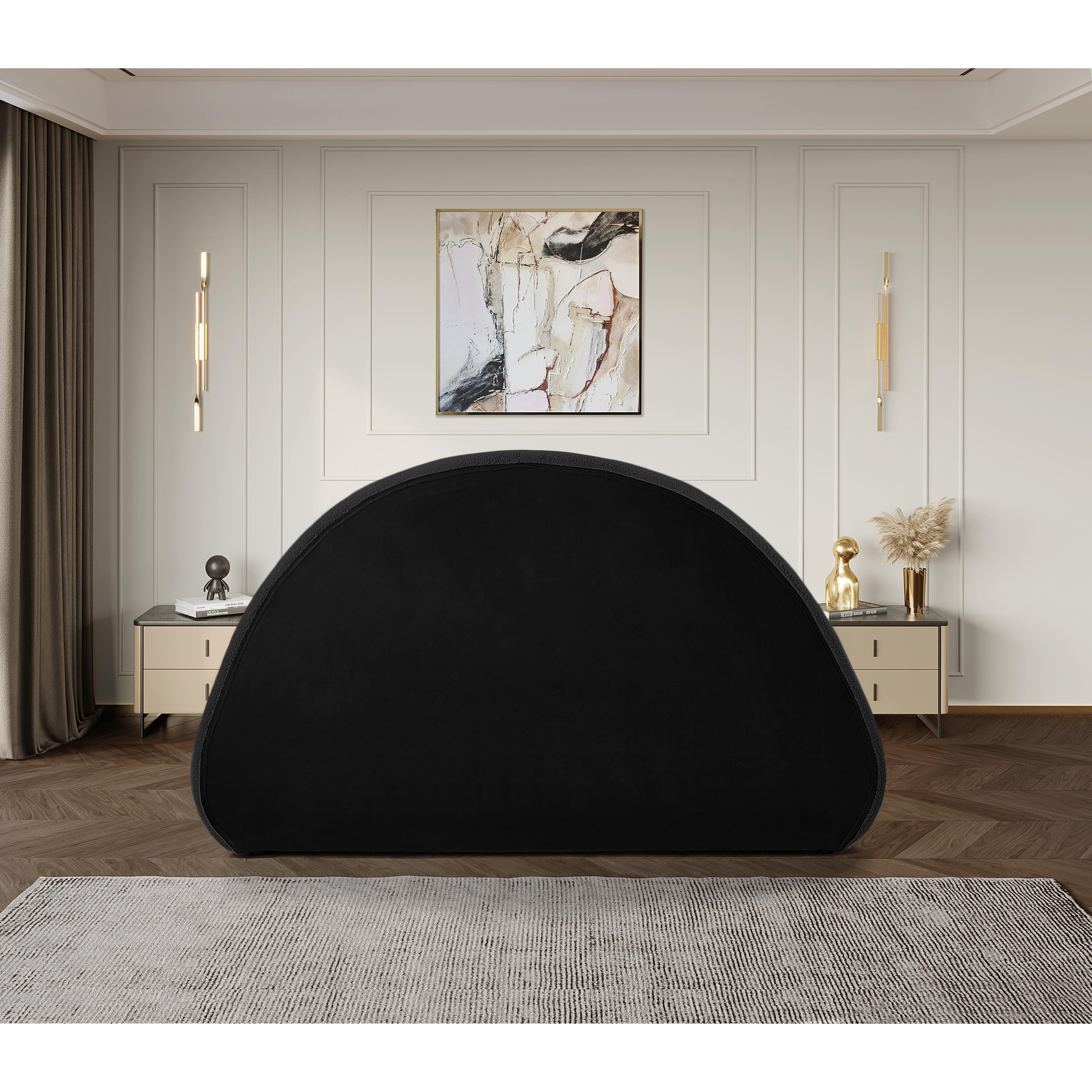 Meridian Rudy Black Teddy Fabric Full Bed
