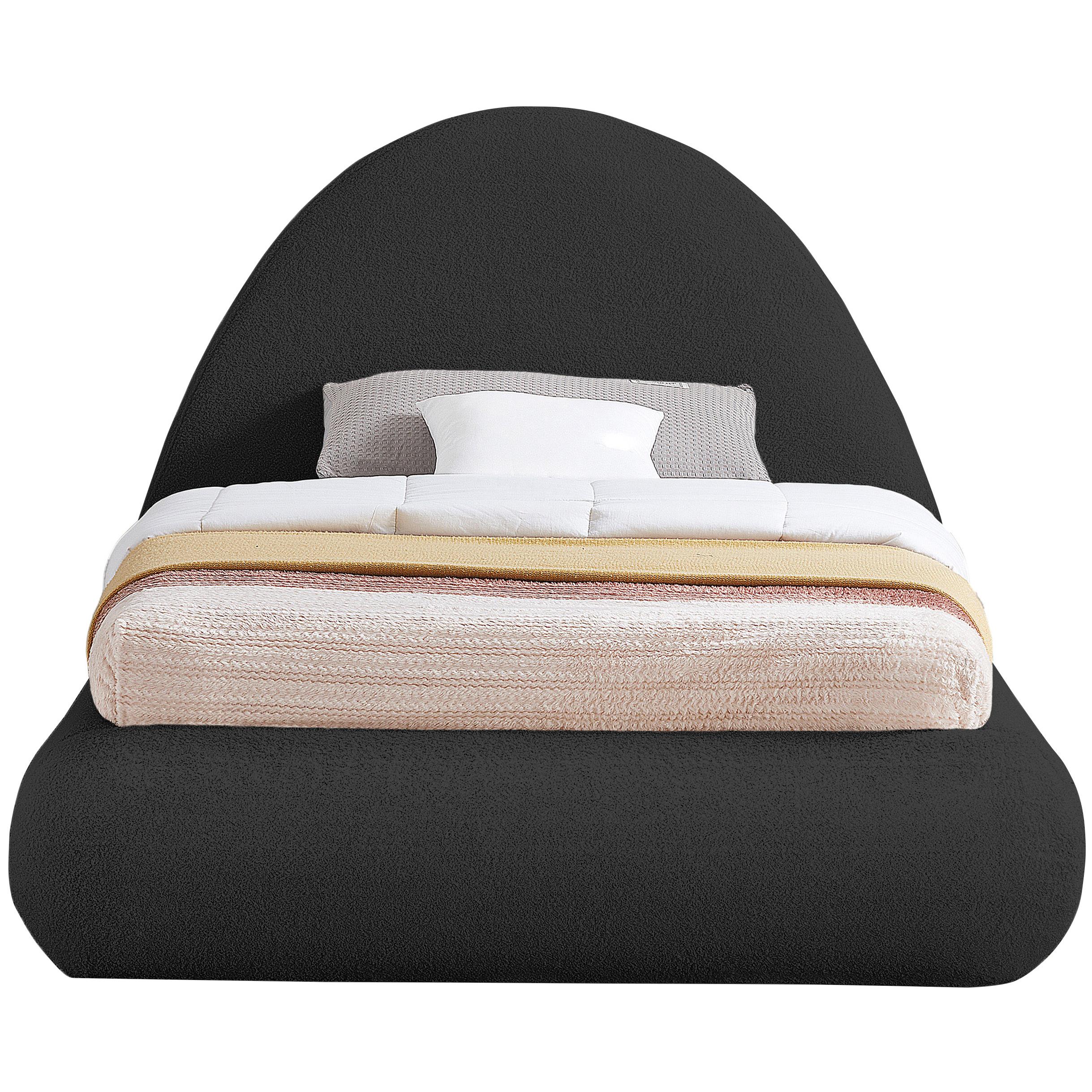 Meridian Rudy Black Teddy Fabric Twin Bed