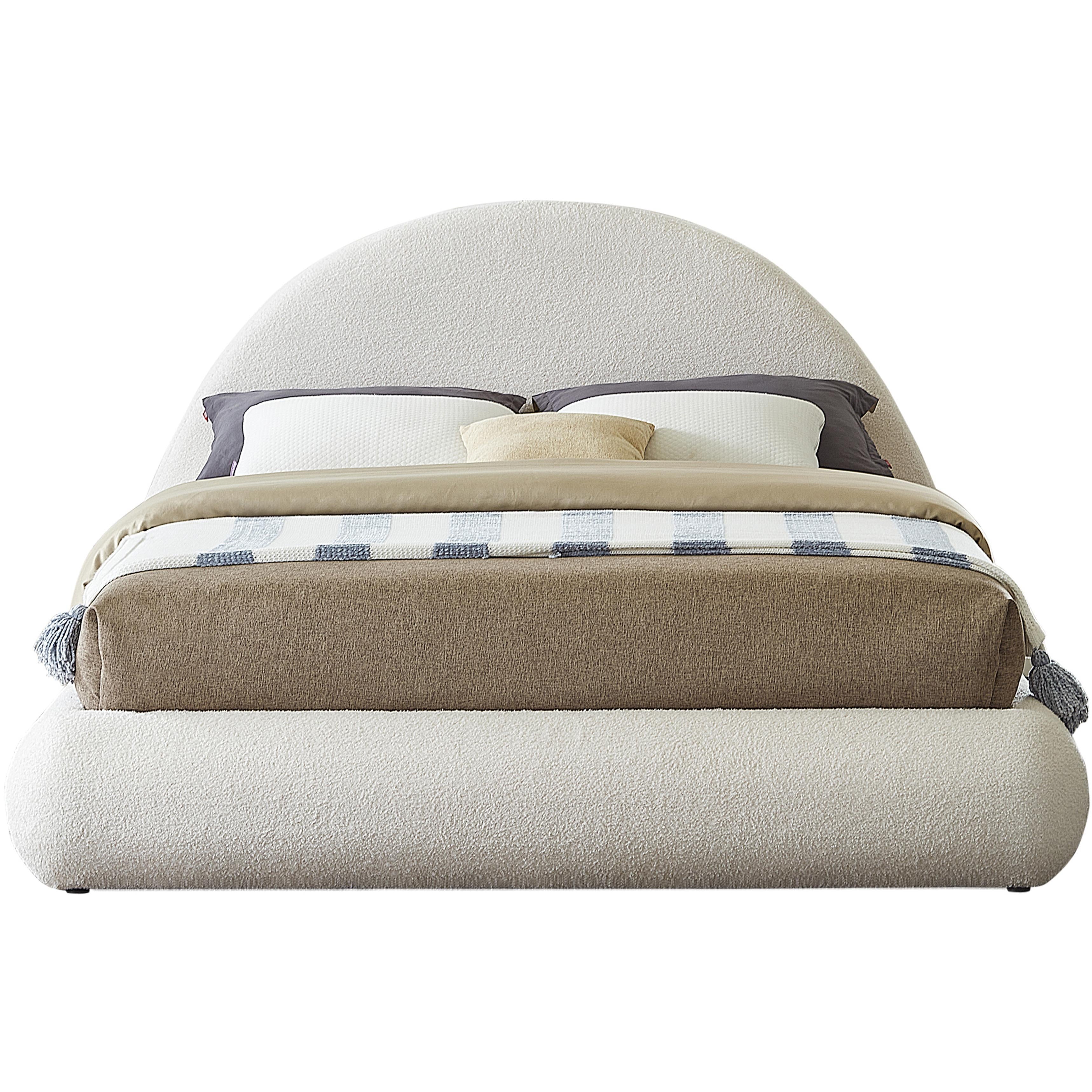 Meridian Rudy Cream Teddy Fabric Queen Bed