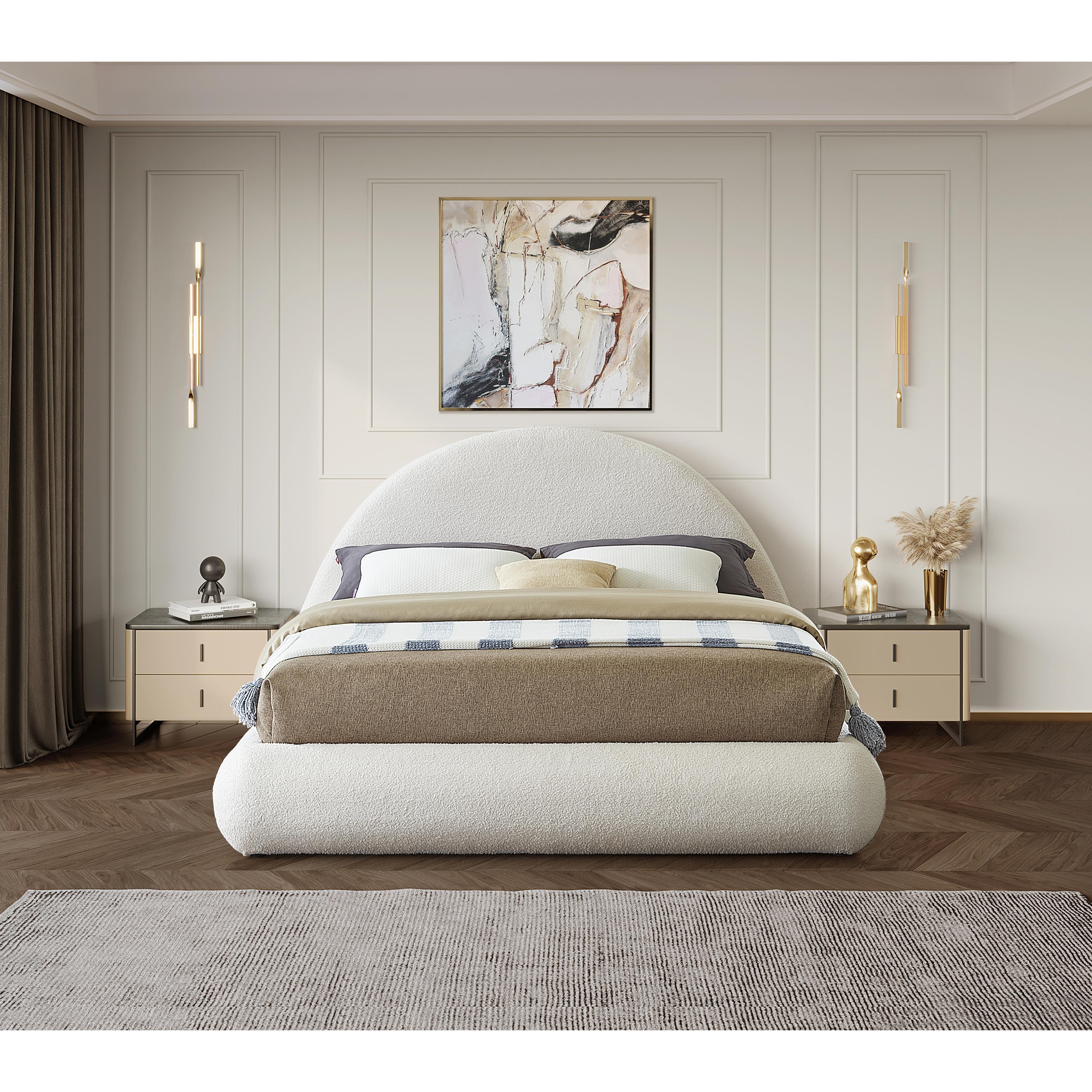 Meridian Rudy Cream Teddy Fabric Queen Bed