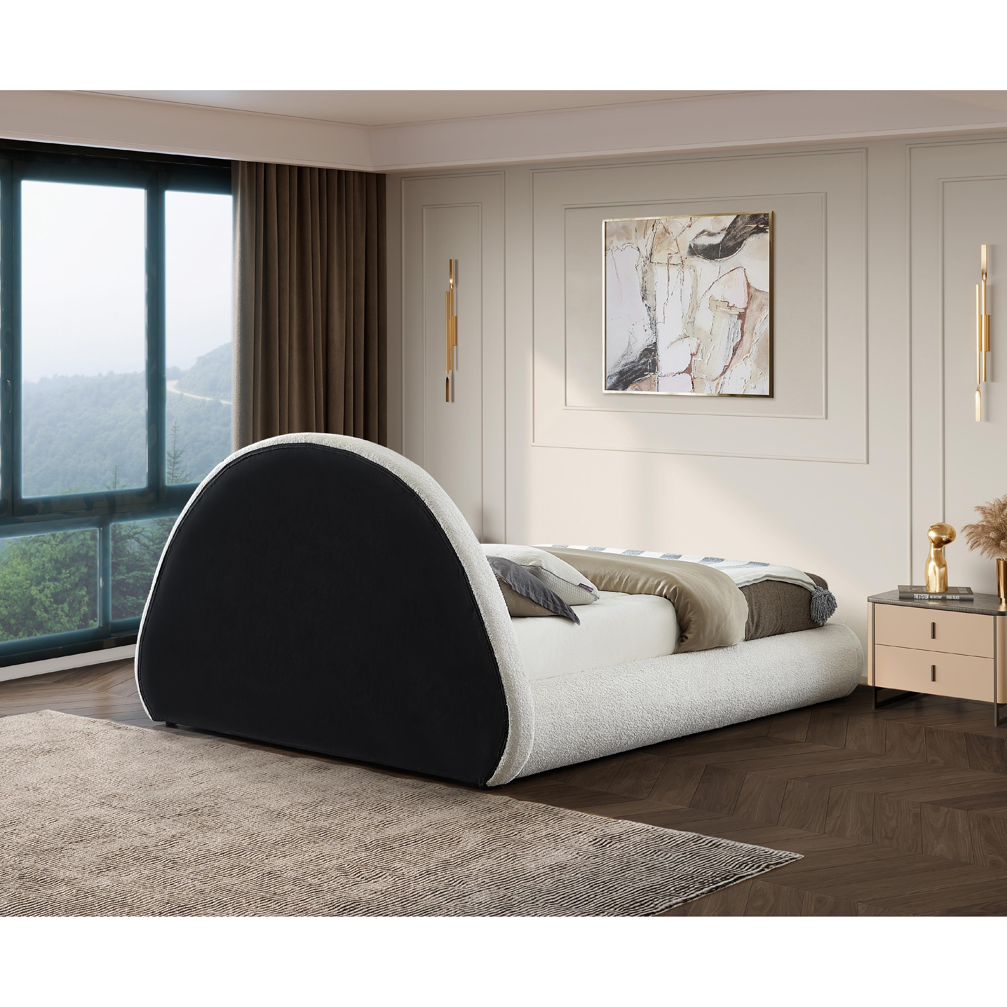 Meridian Rudy Cream Teddy Fabric Queen Bed