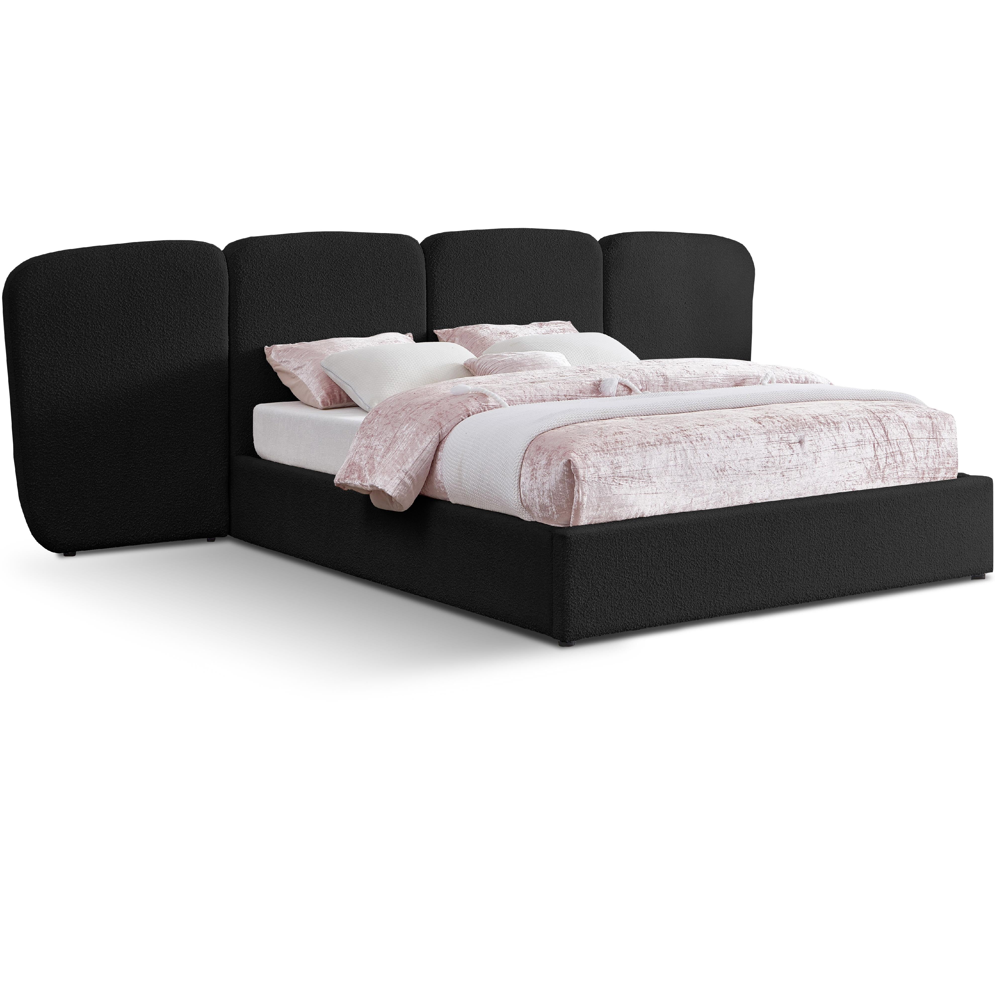 Meridian Shiloh Black Boucle Fabric King Bed (3 Boxes)