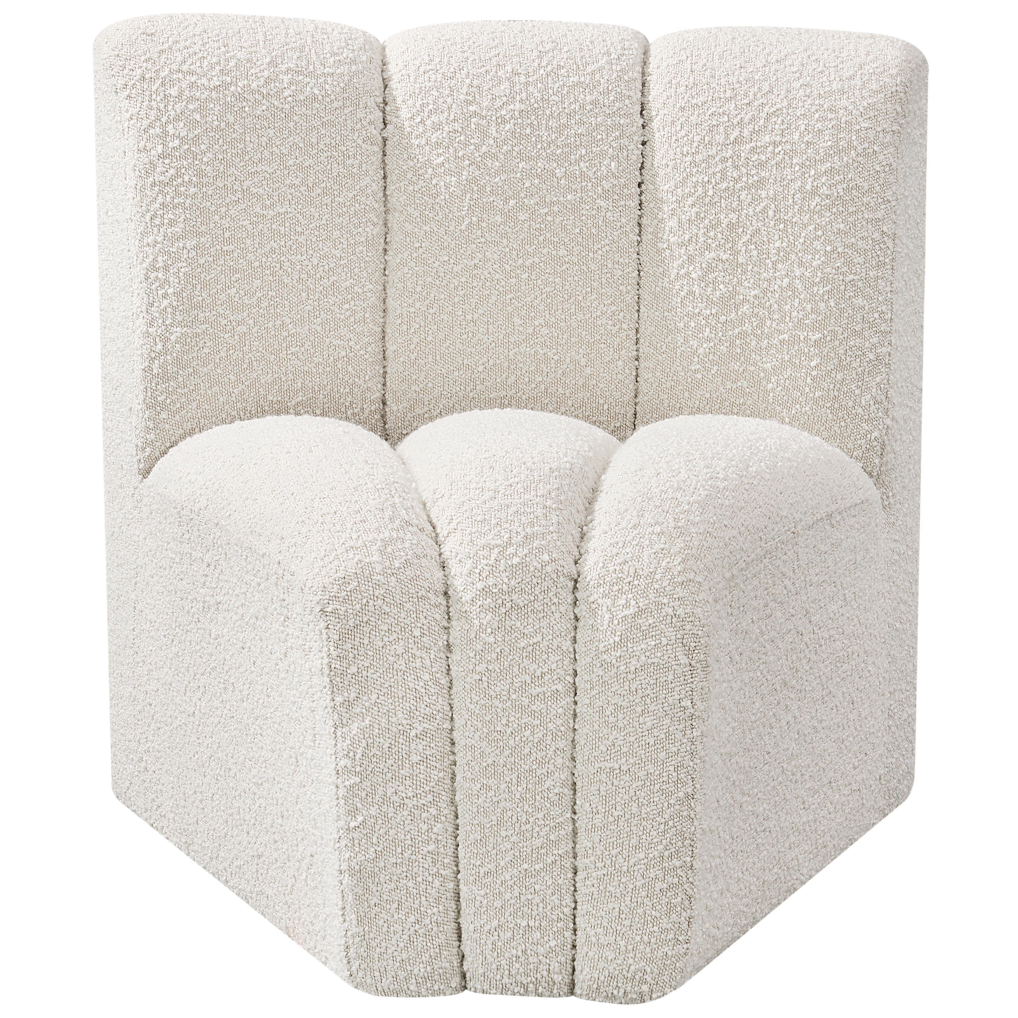 Meridian Arc Cream Boucle Fabric Curved Corner