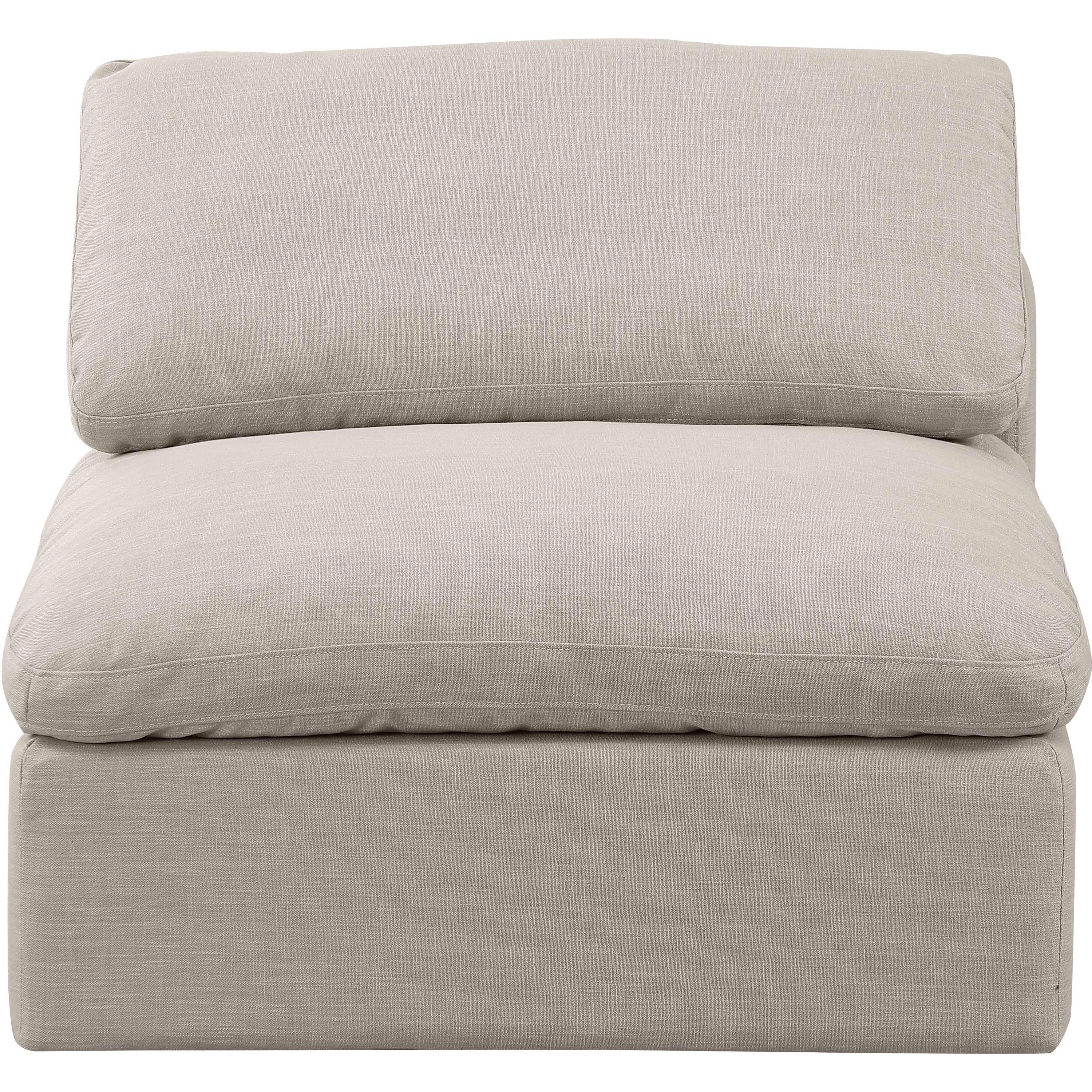 Meridian Indulge Beige Linen Textured Fabric Armless Chair