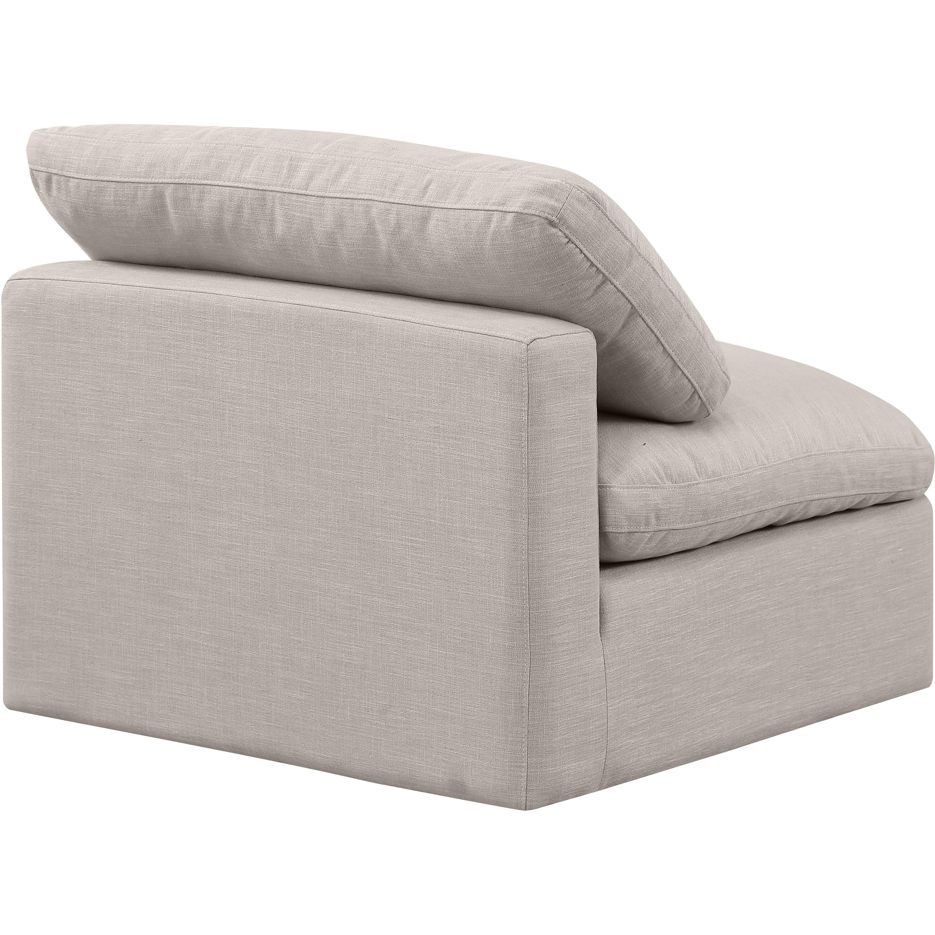 Meridian Indulge Beige Linen Textured Fabric Armless Chair
