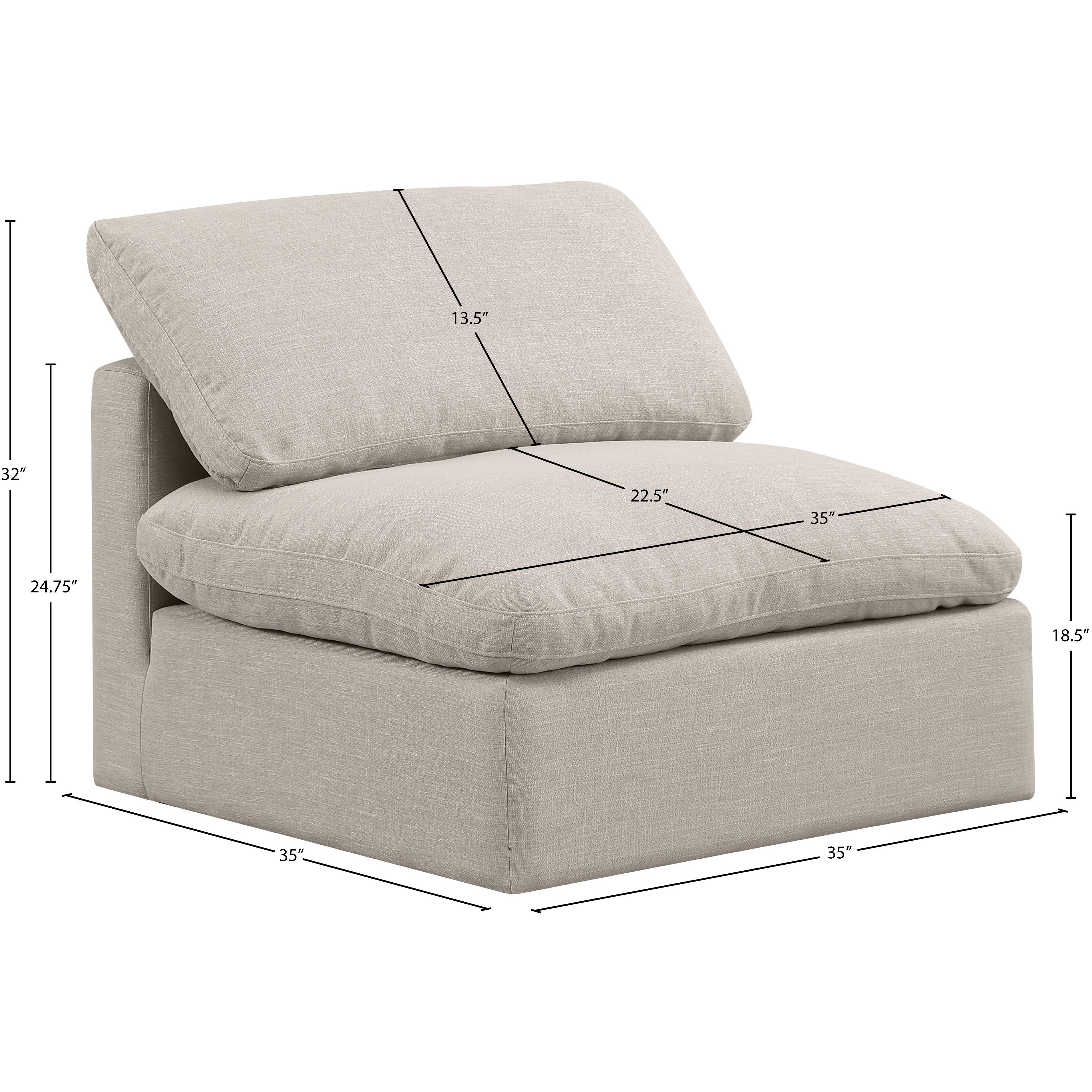 Meridian Indulge Beige Linen Textured Fabric Armless Chair