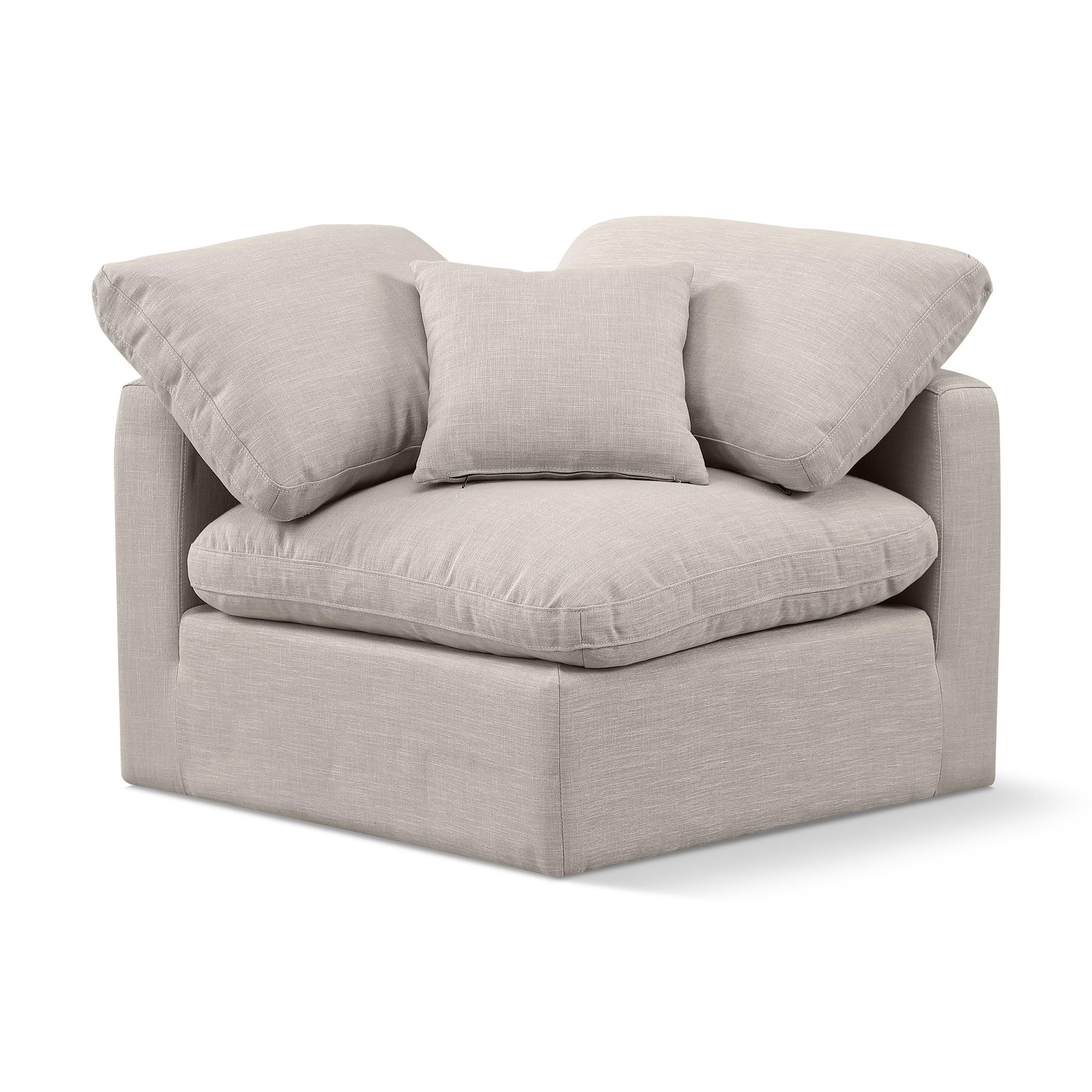 Meridian Indulge Beige Linen Textured Fabric Corner Chair