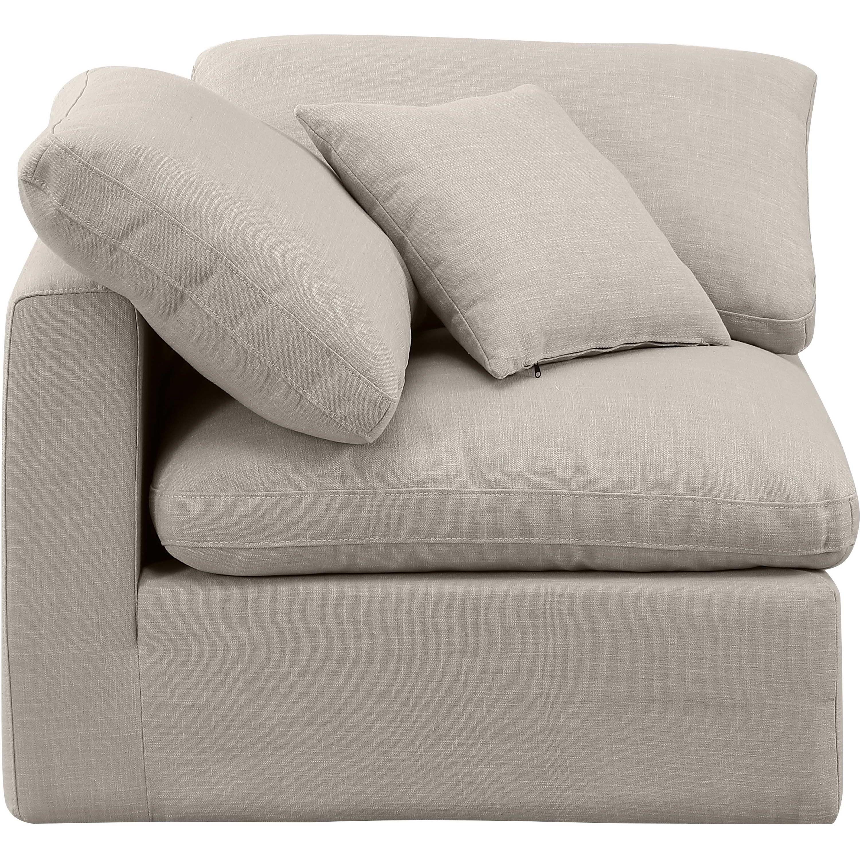 Meridian Indulge Beige Linen Textured Fabric Corner Chair
