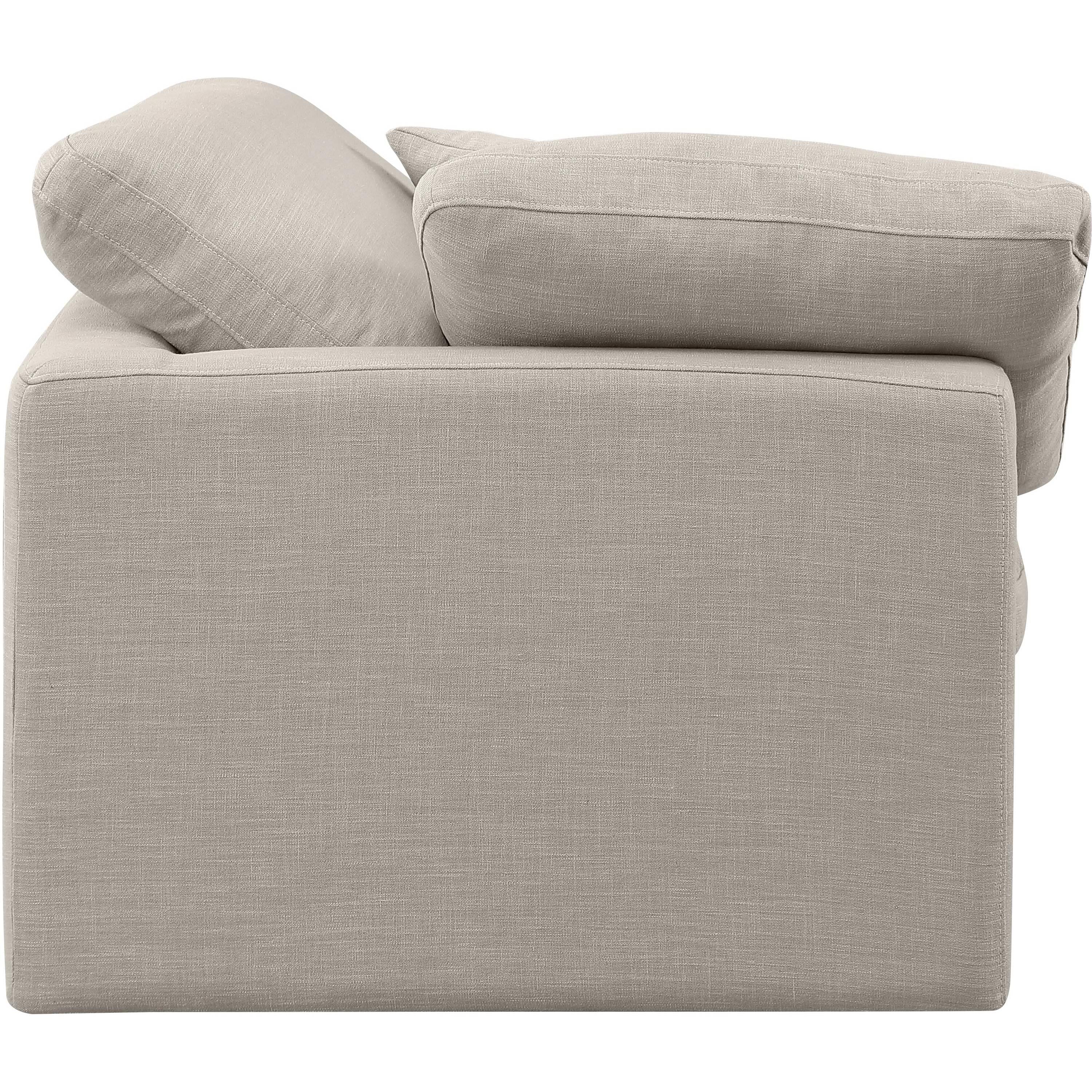 Meridian Indulge Beige Linen Textured Fabric Corner Chair