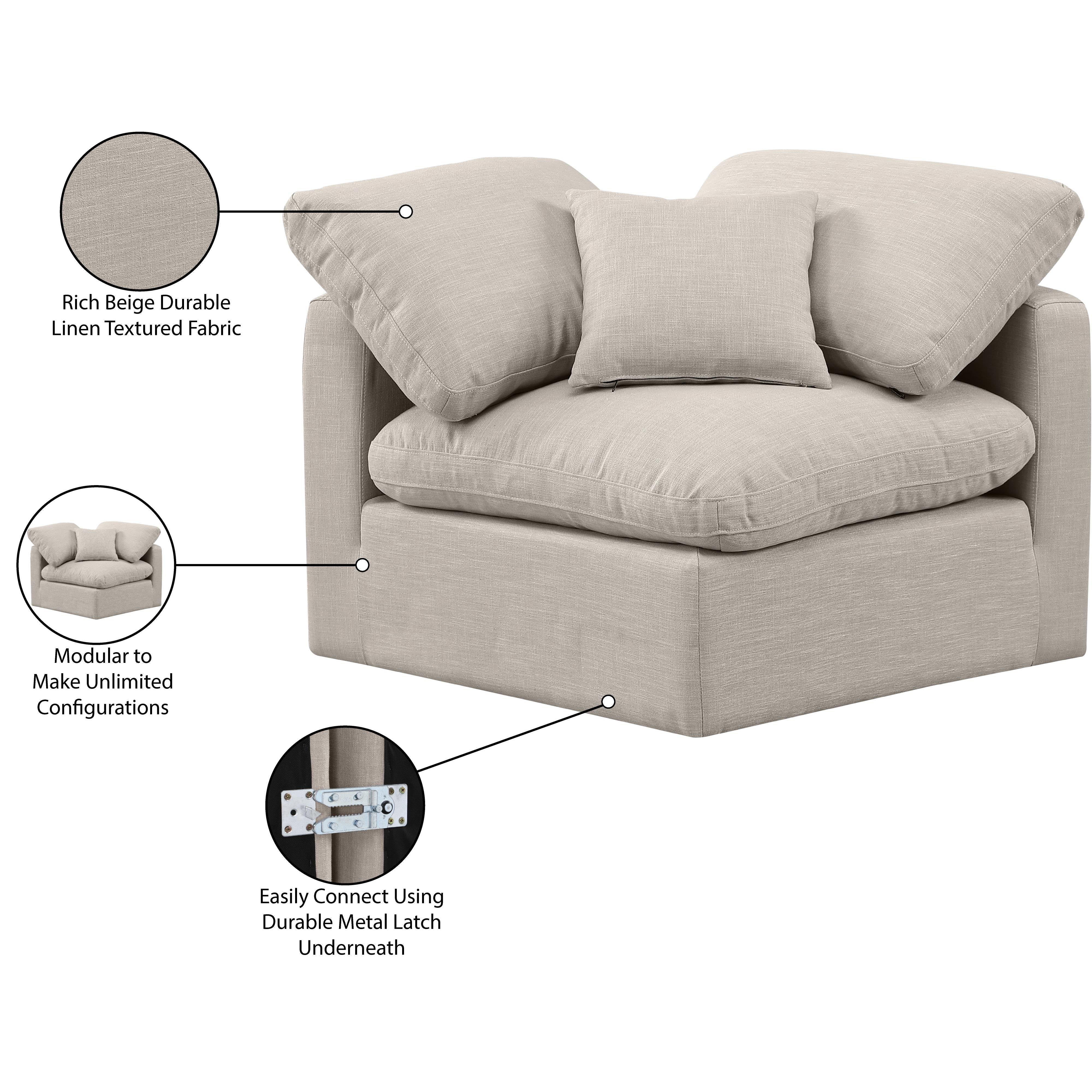 Meridian Indulge Beige Linen Textured Fabric Corner Chair