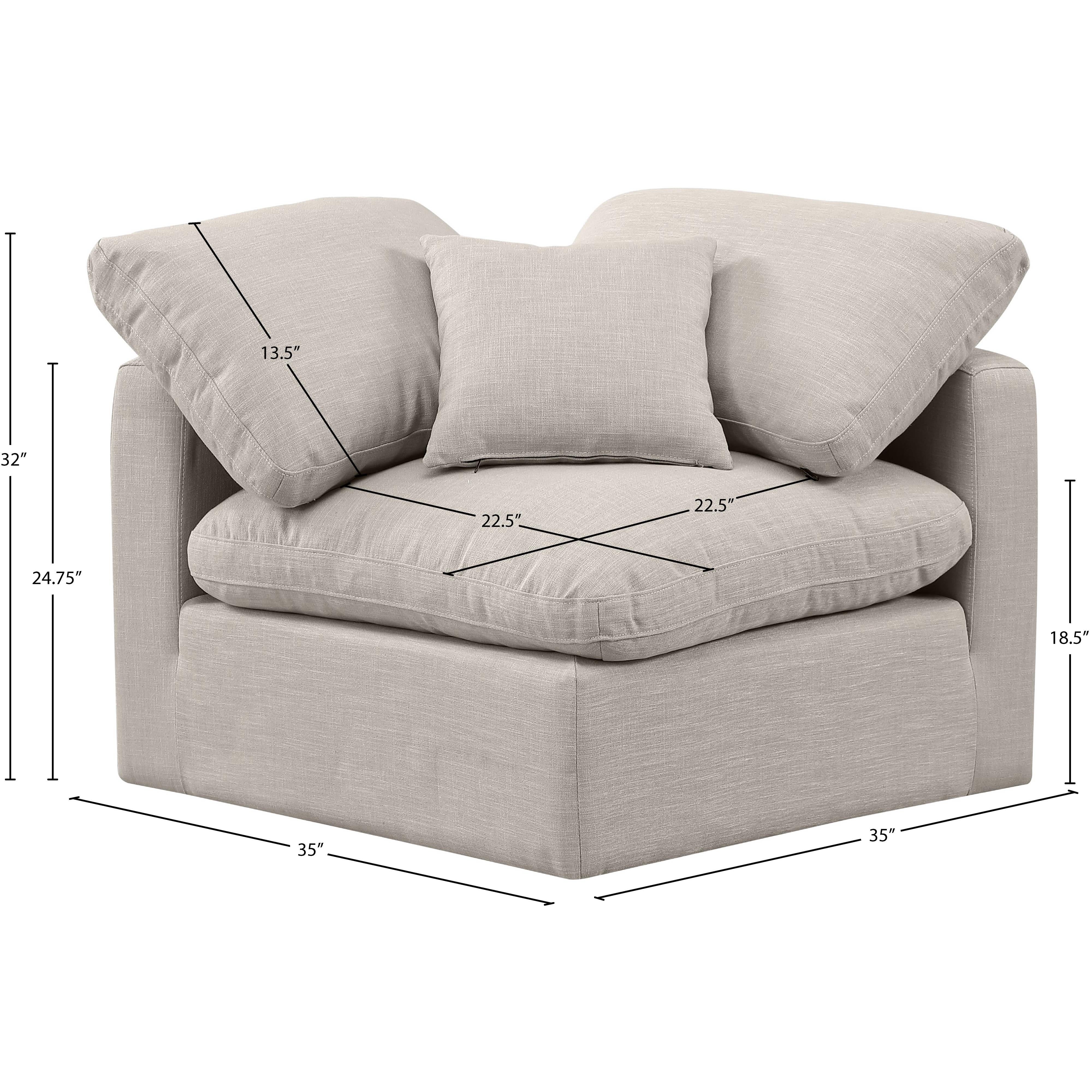 Meridian Indulge Beige Linen Textured Fabric Corner Chair