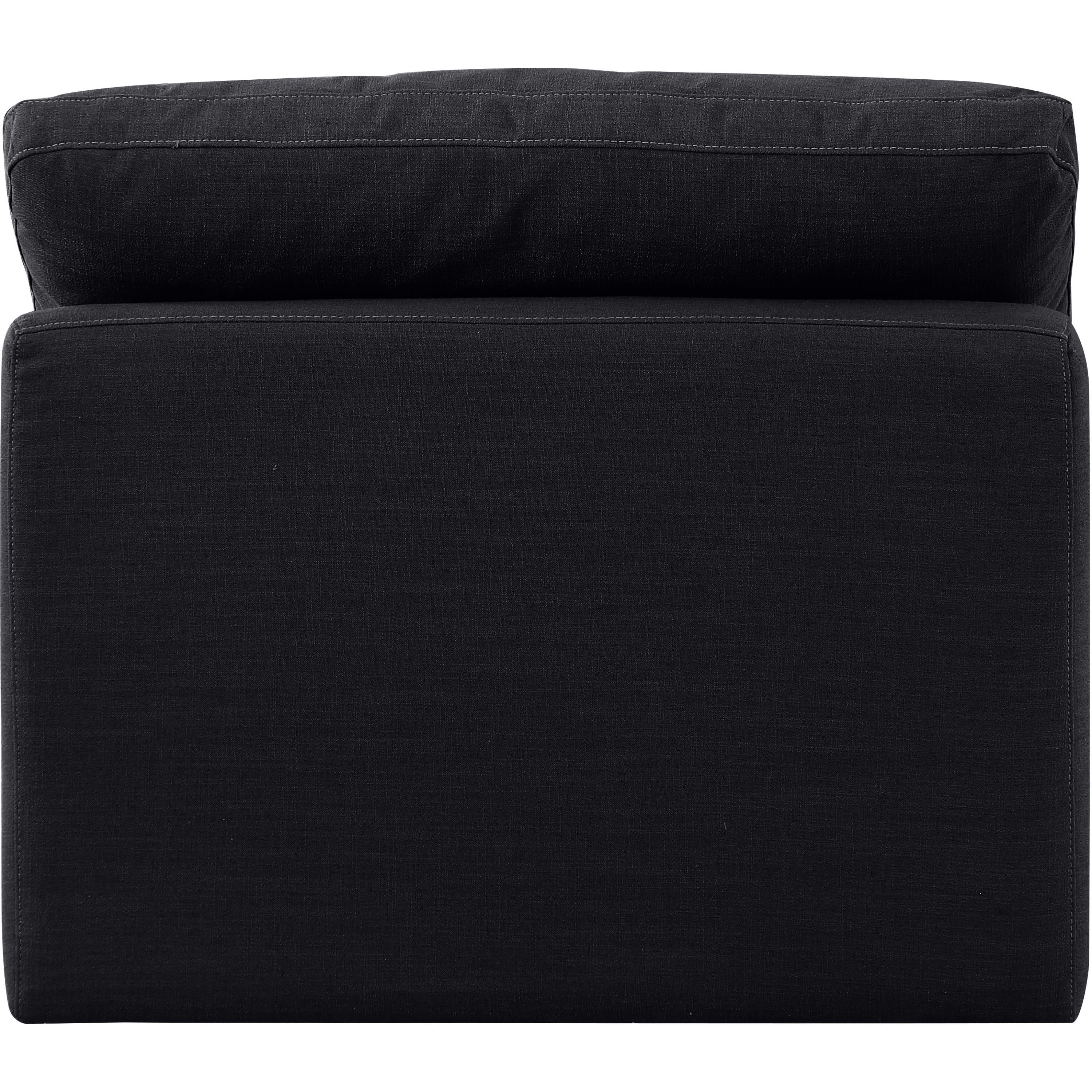 Meridian Indulge Black Linen Textured Fabric Armless Chair