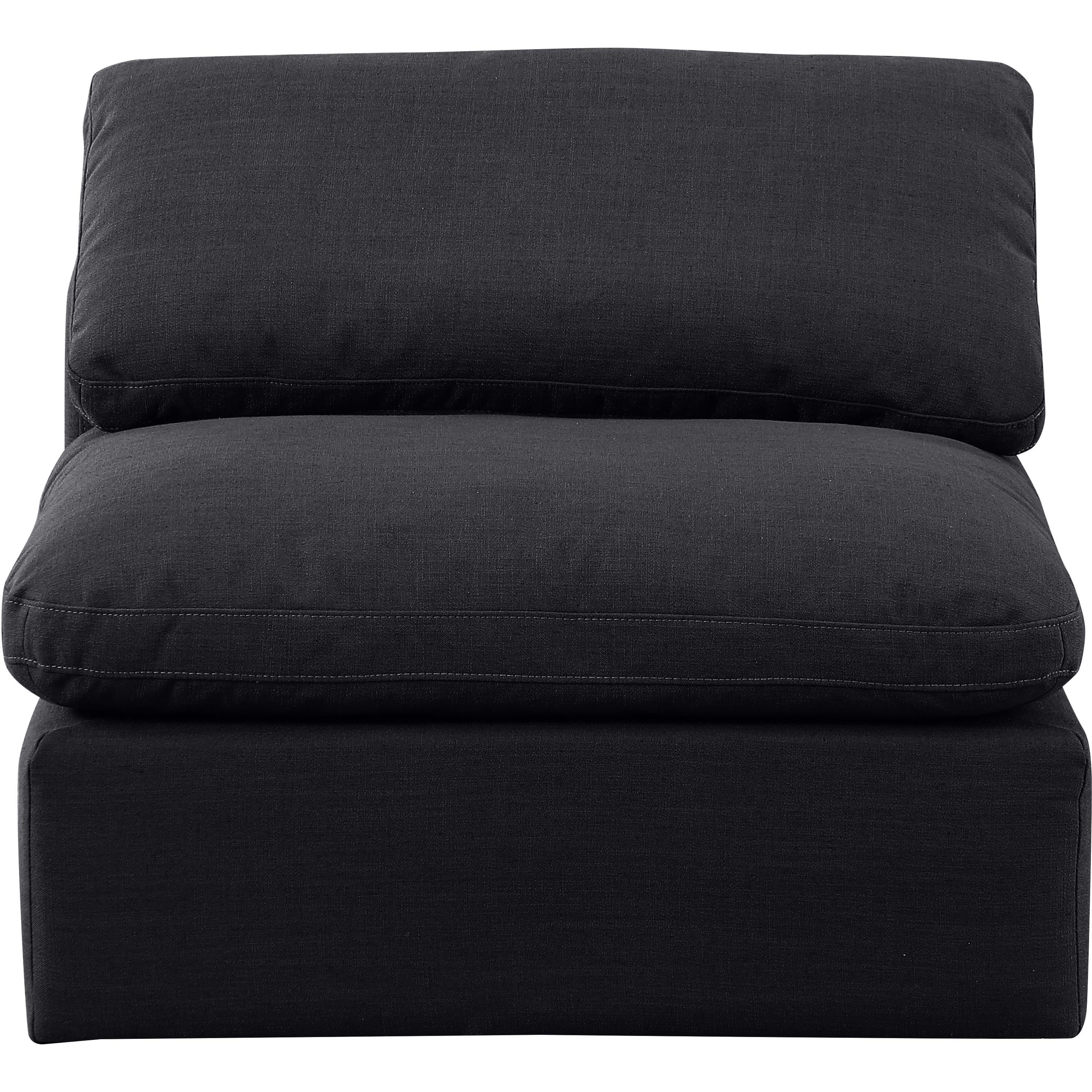 Meridian Indulge Black Linen Textured Fabric Armless Chair