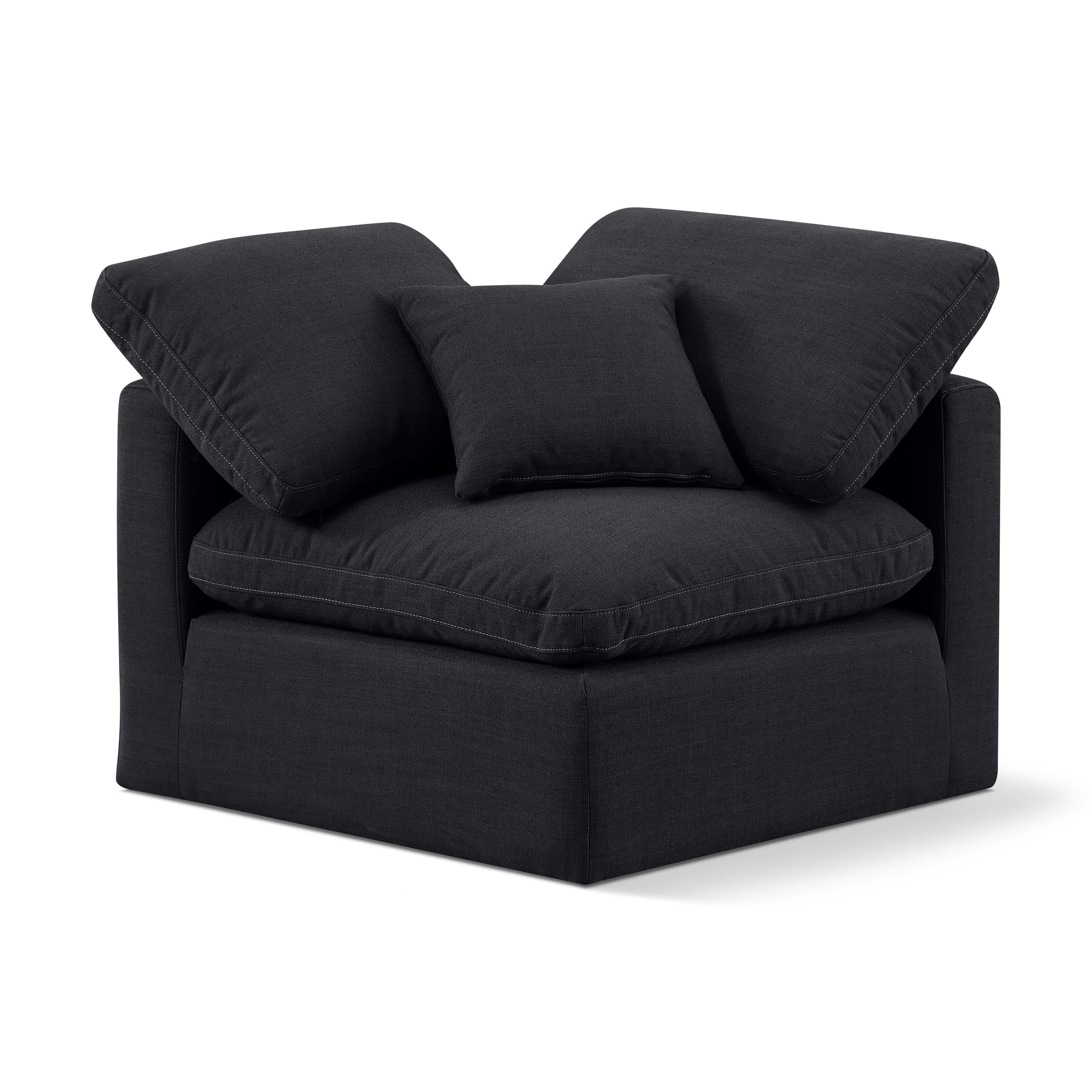 Meridian Indulge Black Linen Textured Fabric Corner Chair