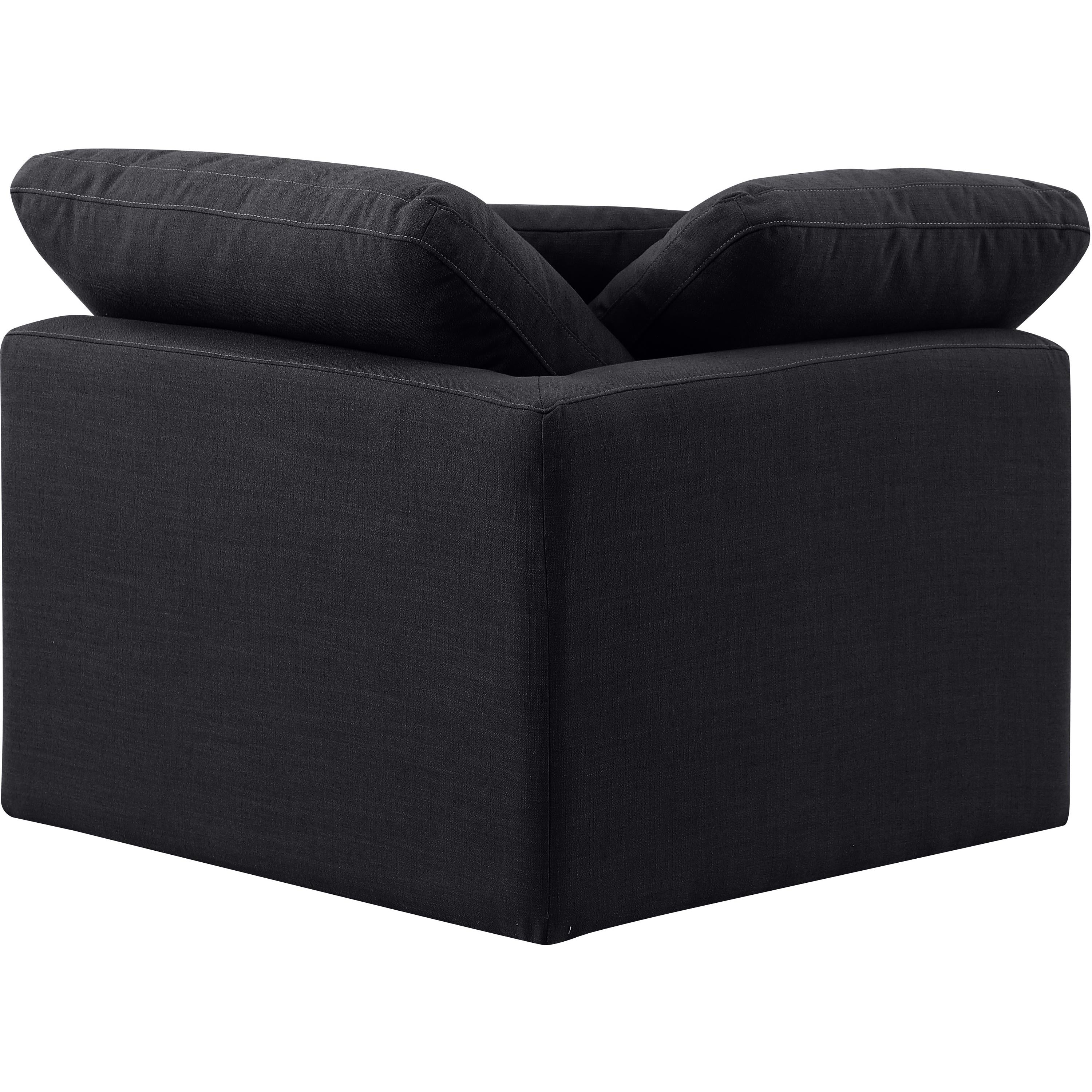 Meridian Indulge Black Linen Textured Fabric Corner Chair