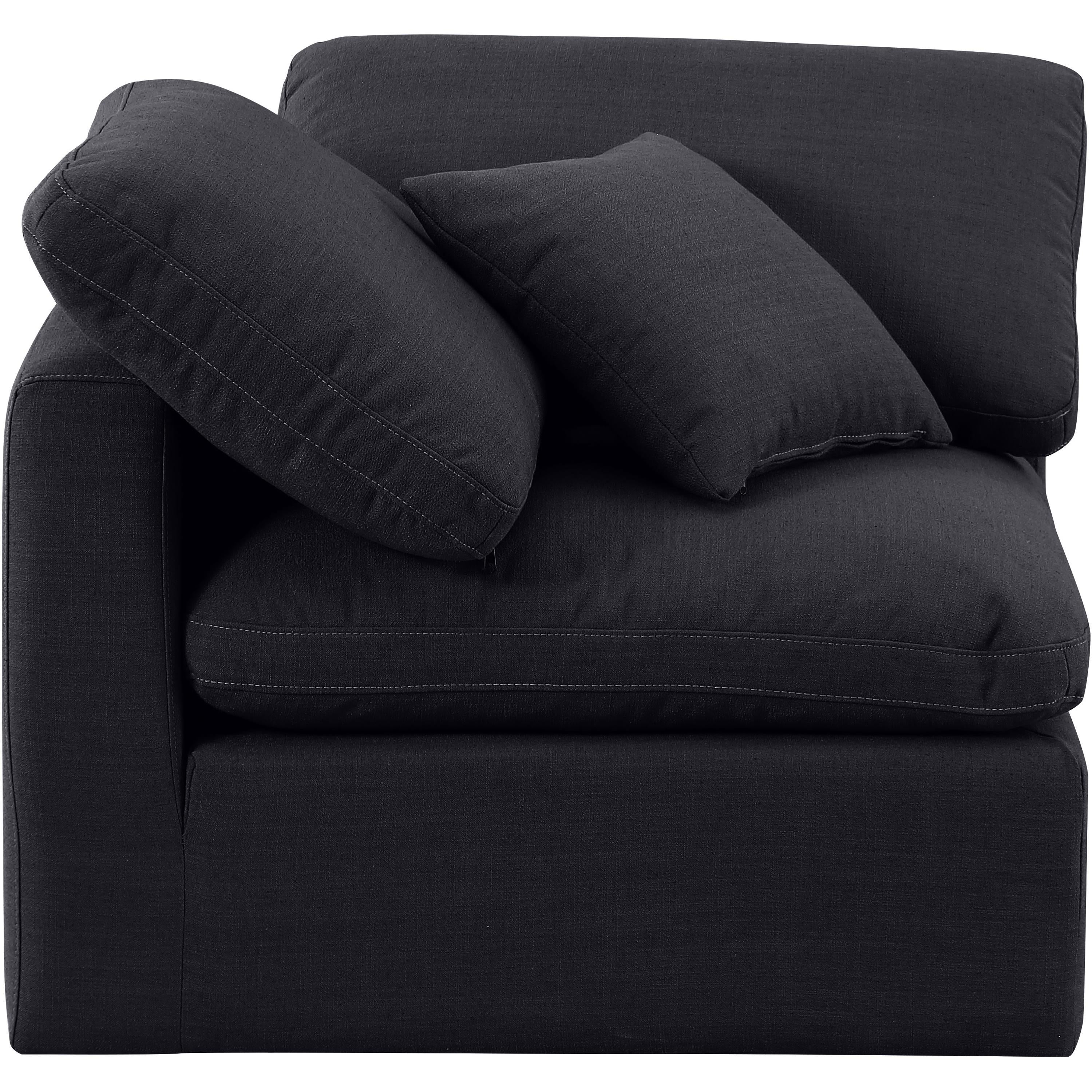 Meridian Indulge Black Linen Textured Fabric Corner Chair