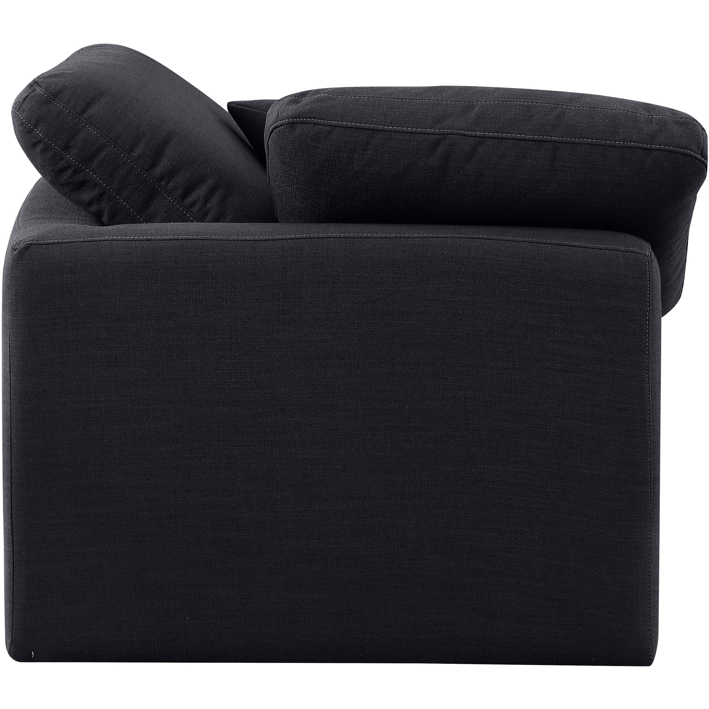 Meridian Indulge Black Linen Textured Fabric Corner Chair
