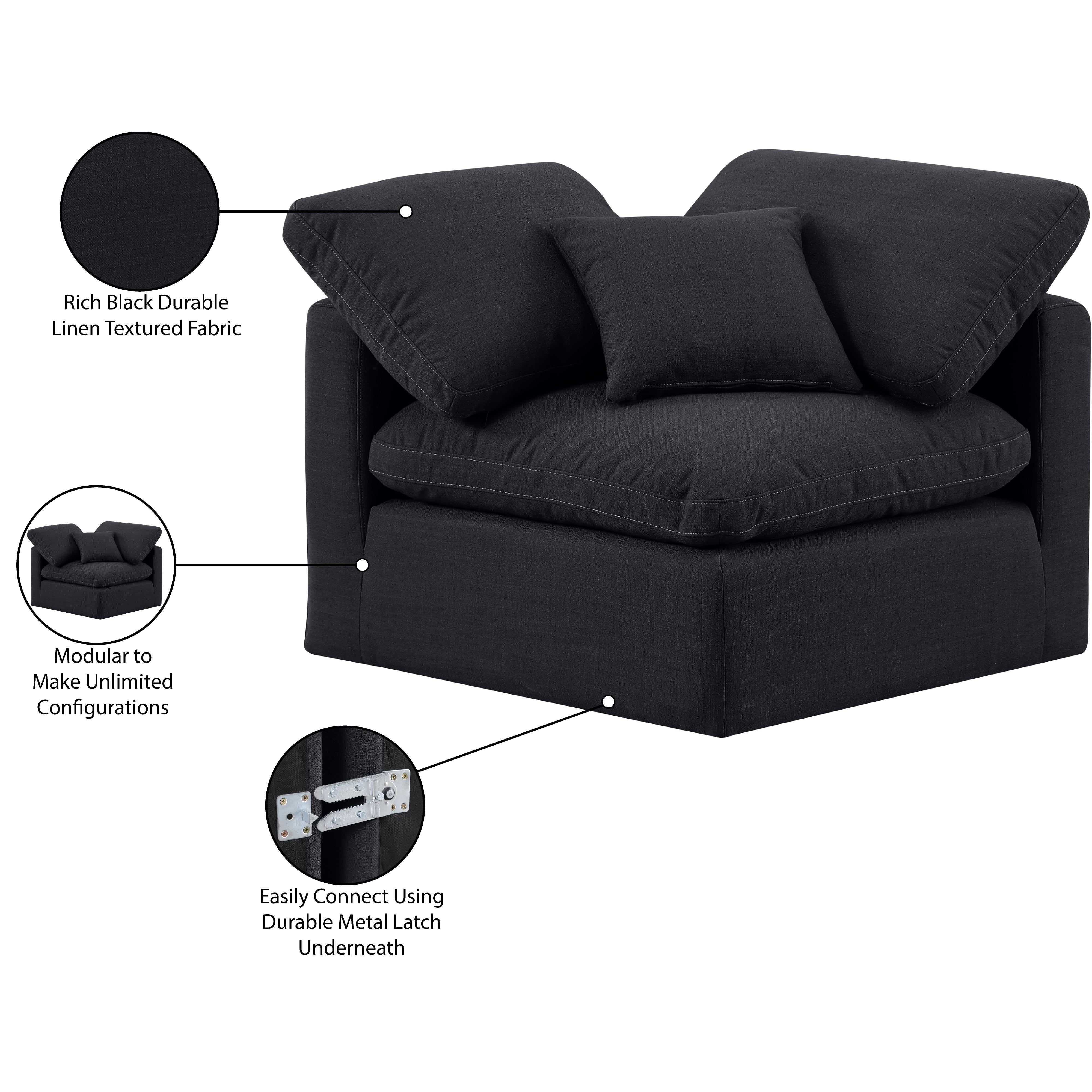Meridian Indulge Black Linen Textured Fabric Corner Chair