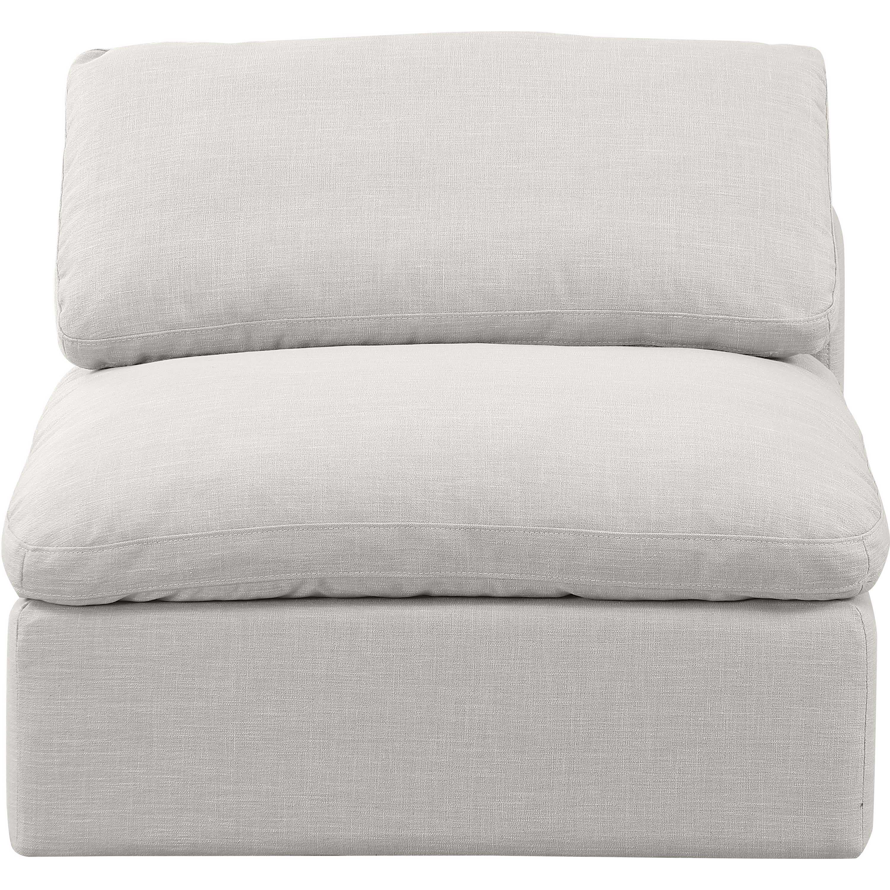 Meridian Indulge Cream Linen Textured Fabric Armless Chair