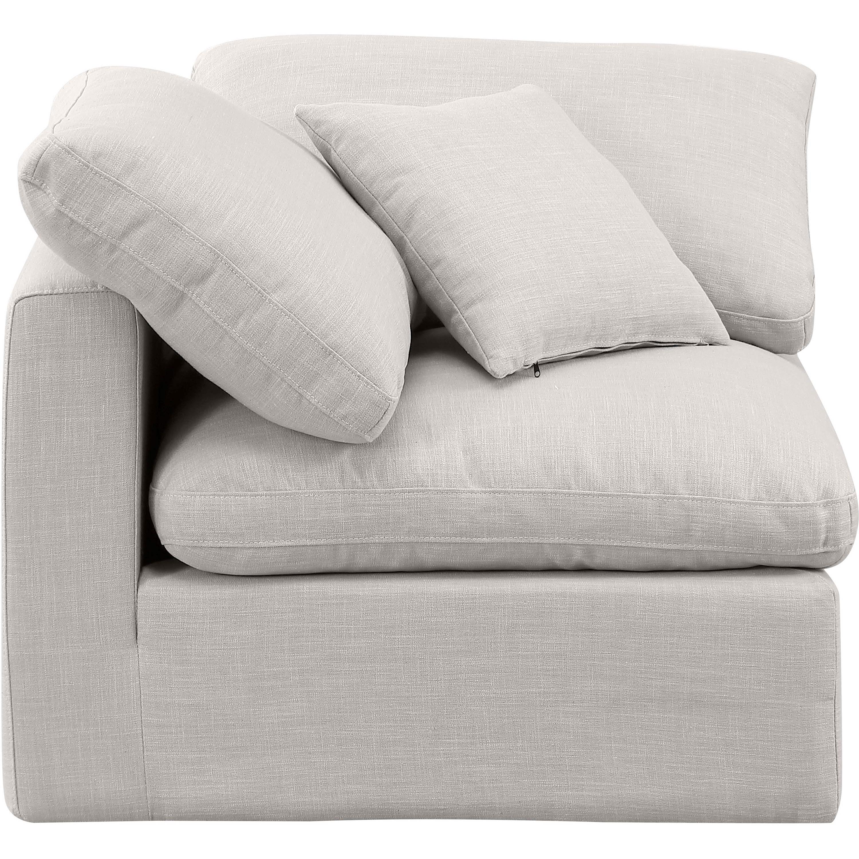 Meridian Indulge Cream Linen Textured Fabric Corner Chair