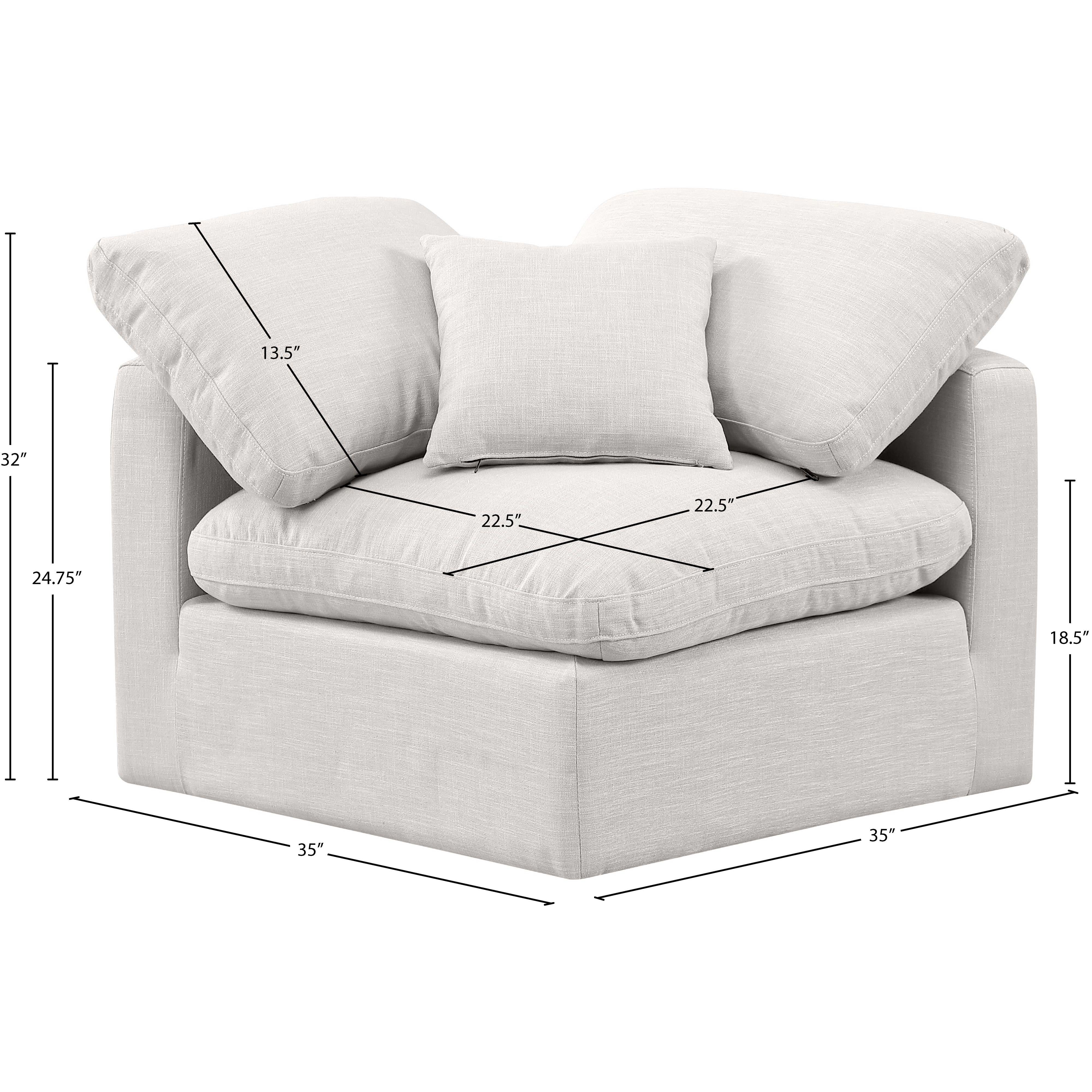 Meridian Indulge Cream Linen Textured Fabric Corner Chair