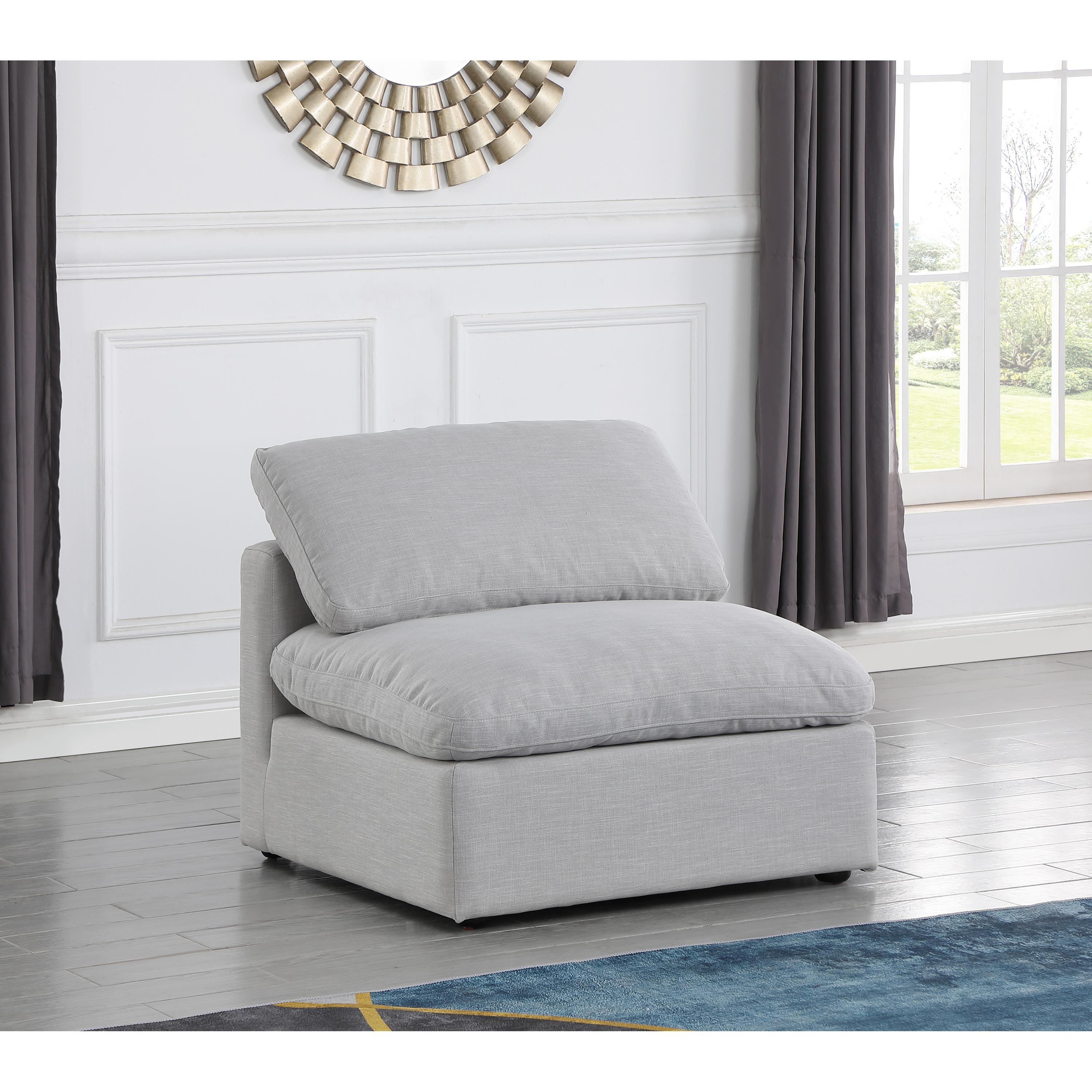 Meridian Indulge Grey Linen Textured Fabric Armless Chair