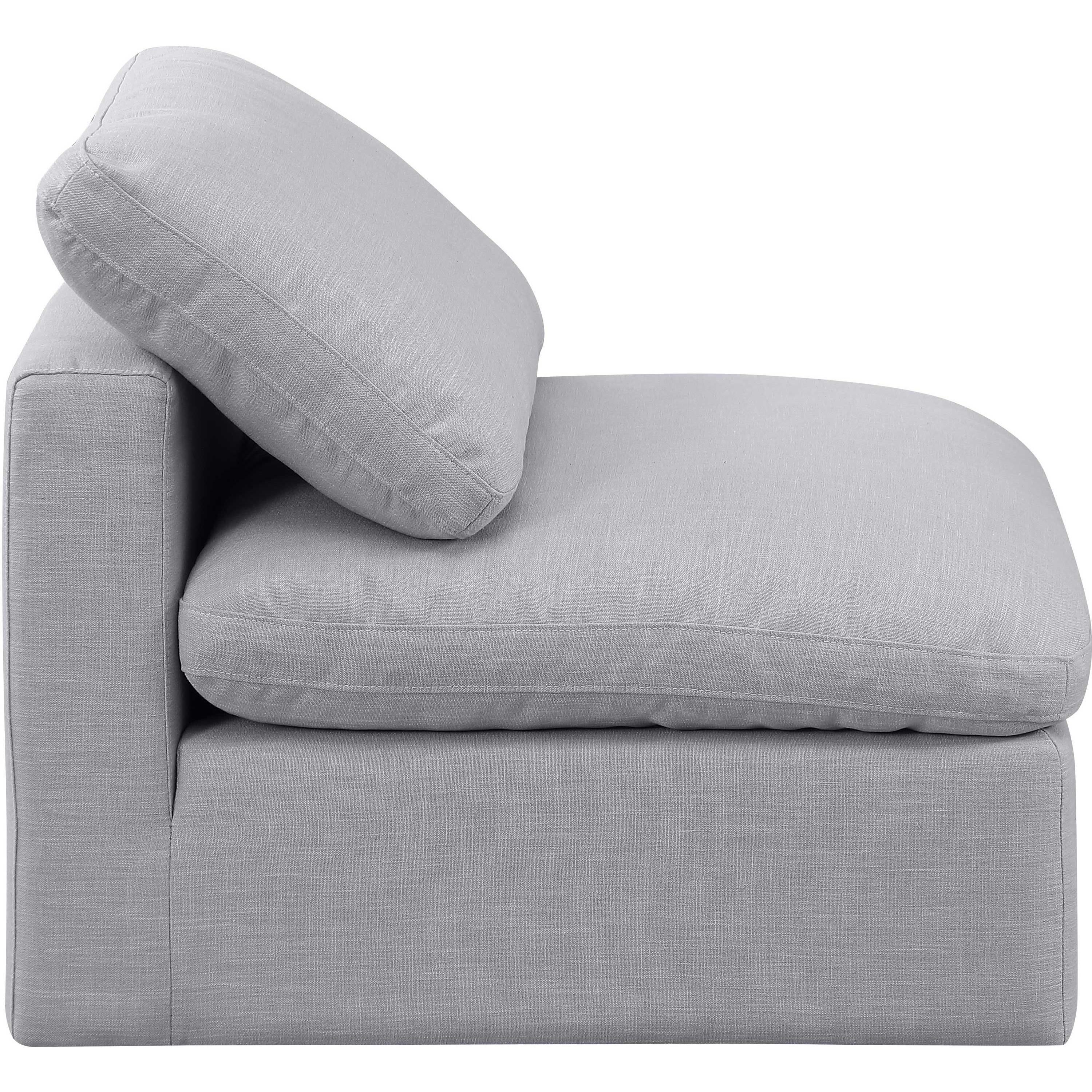 Meridian Indulge Grey Linen Textured Fabric Armless Chair