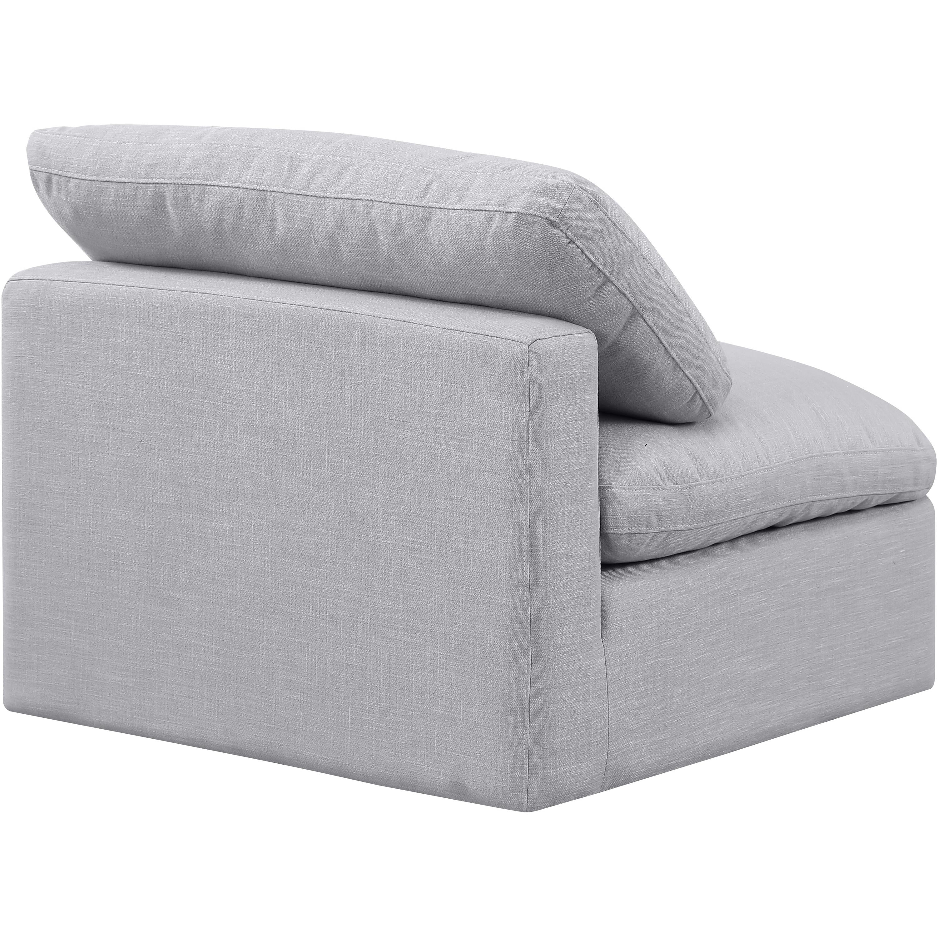 Meridian Indulge Grey Linen Textured Fabric Armless Chair