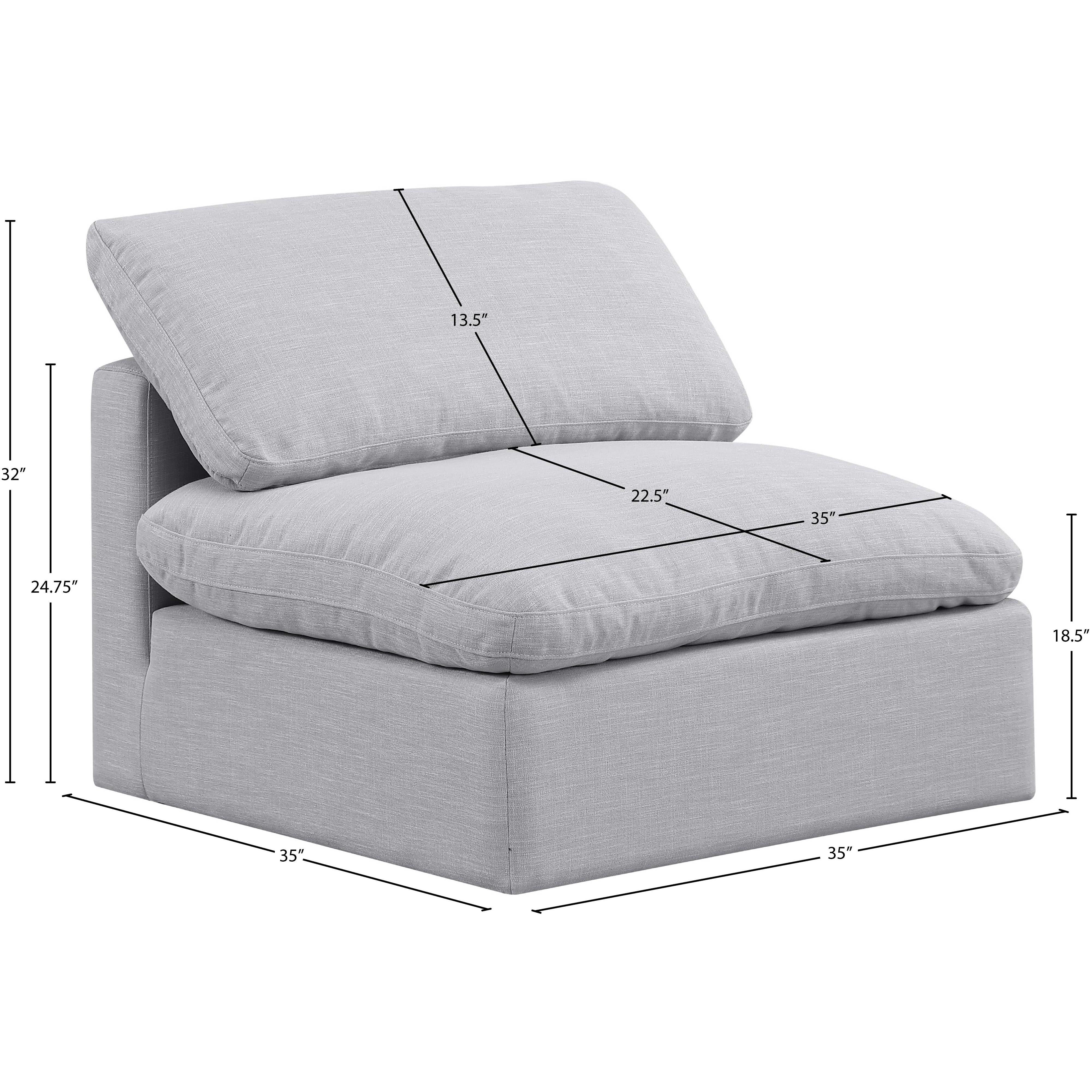 Meridian Indulge Grey Linen Textured Fabric Armless Chair