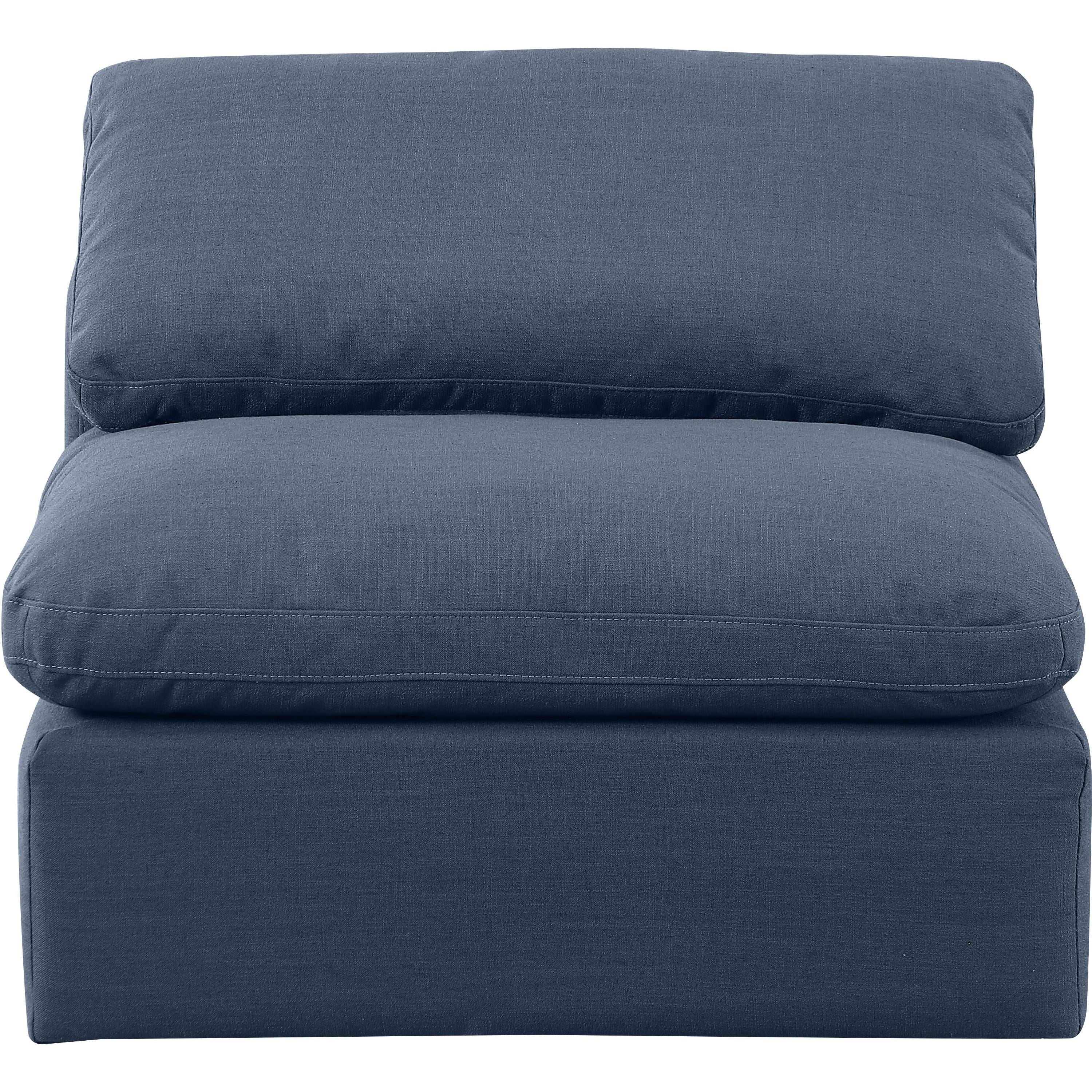 Meridian Indulge Navy Linen Textured Fabric Armless Chair