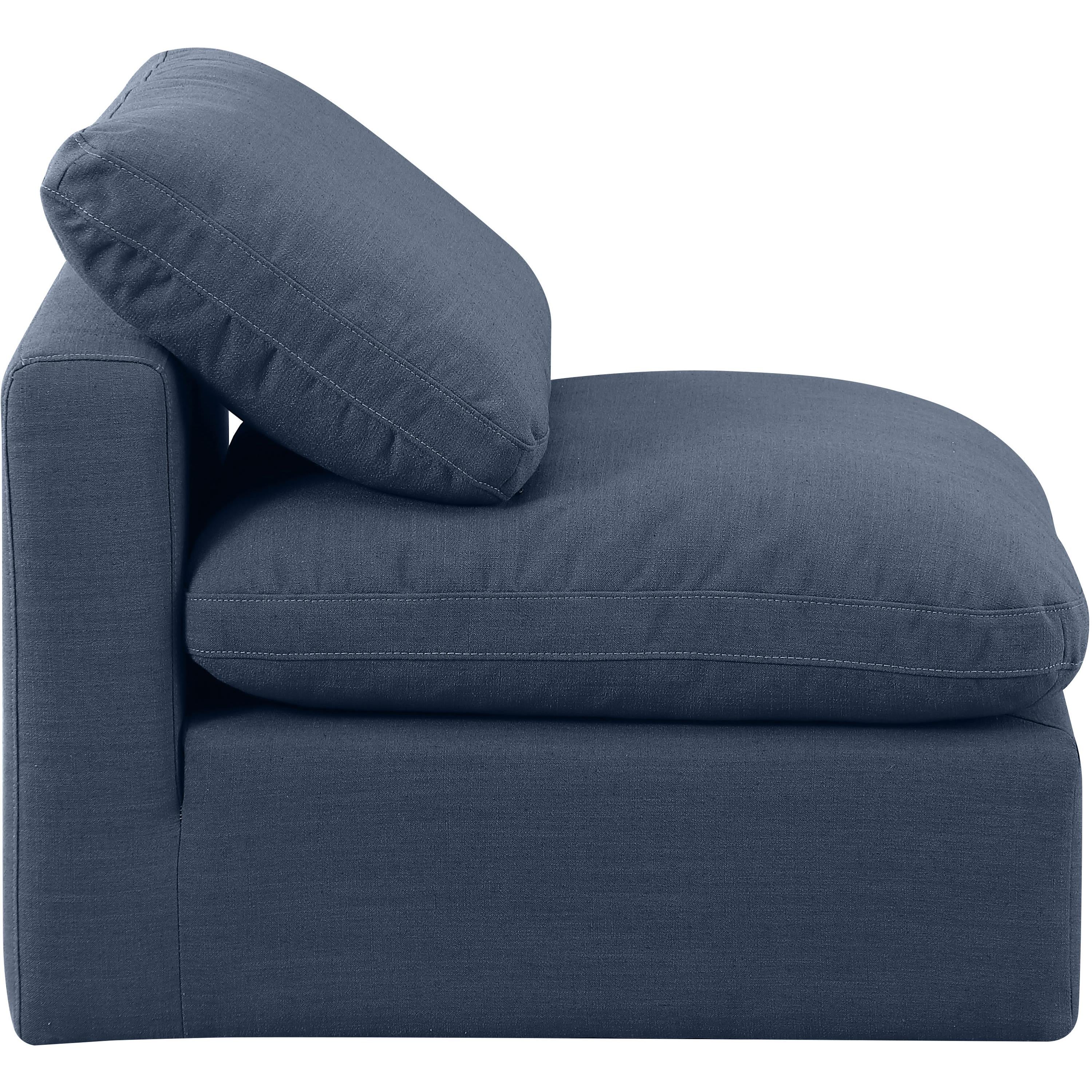 Meridian Indulge Navy Linen Textured Fabric Armless Chair