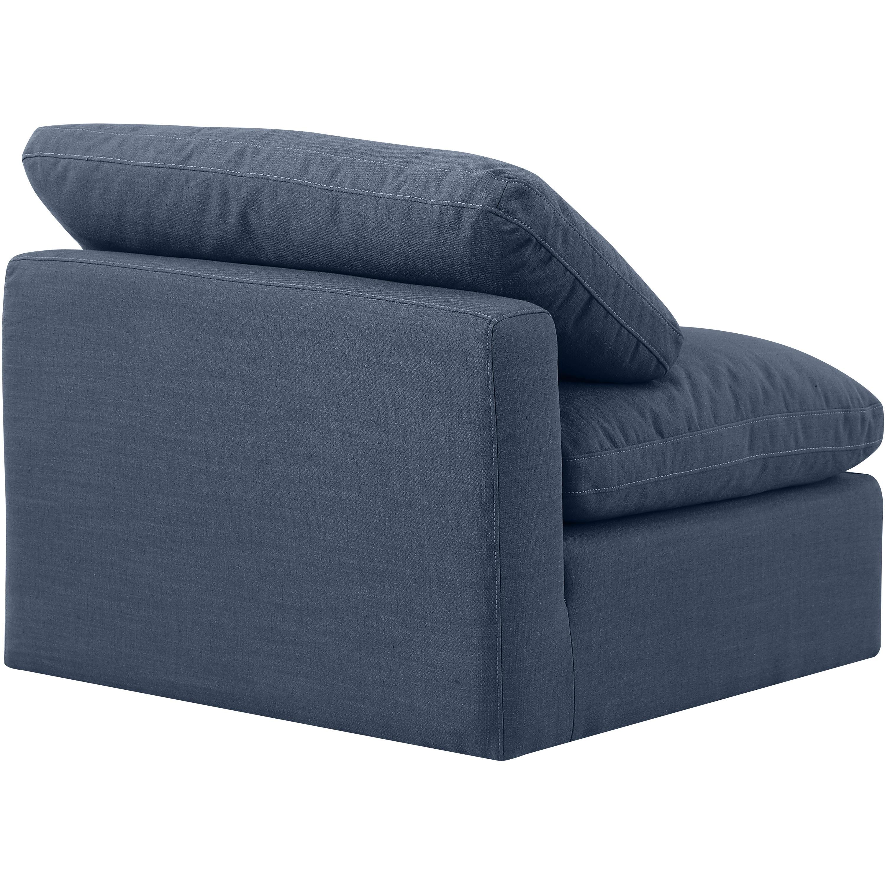 Meridian Indulge Navy Linen Textured Fabric Armless Chair