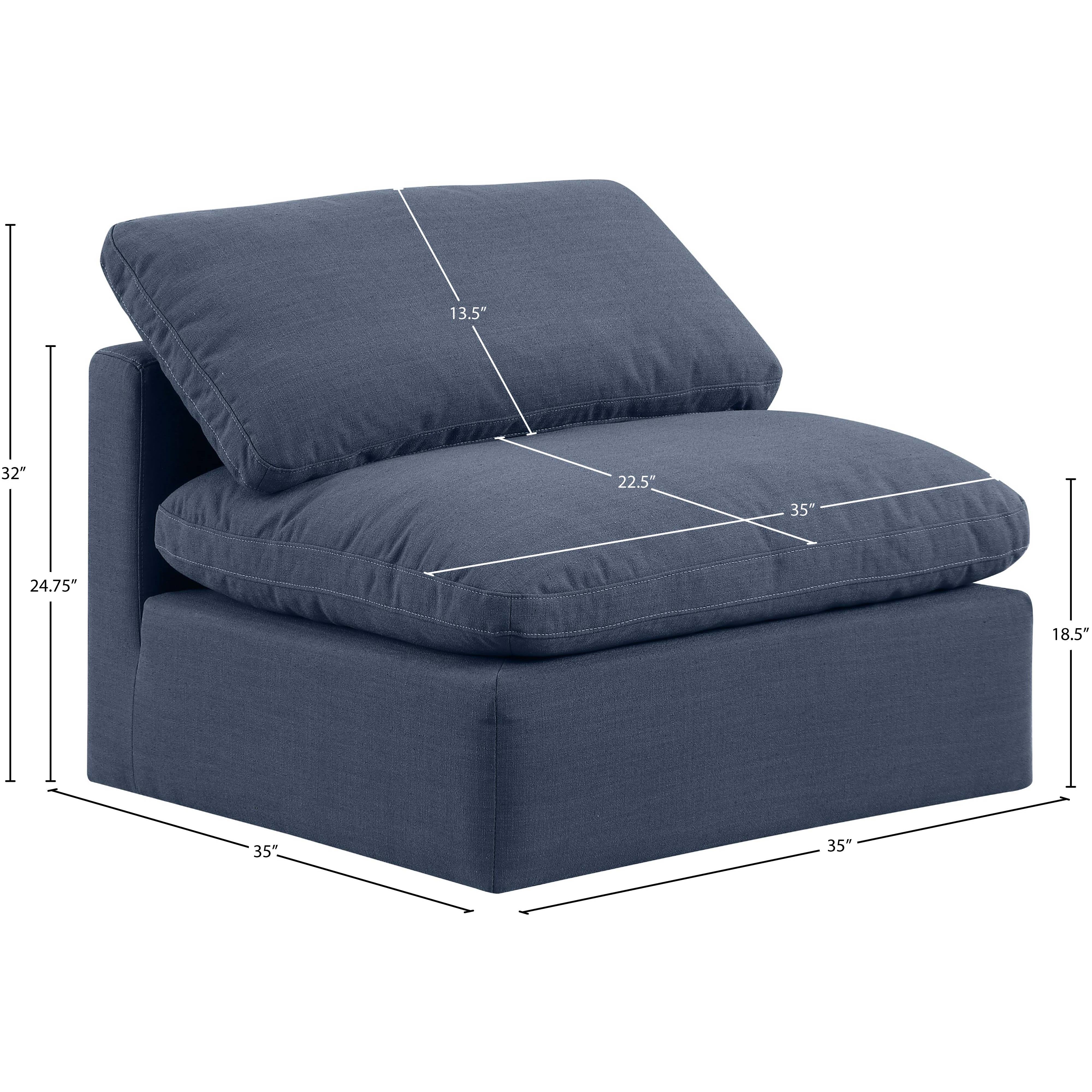Meridian Indulge Navy Linen Textured Fabric Armless Chair