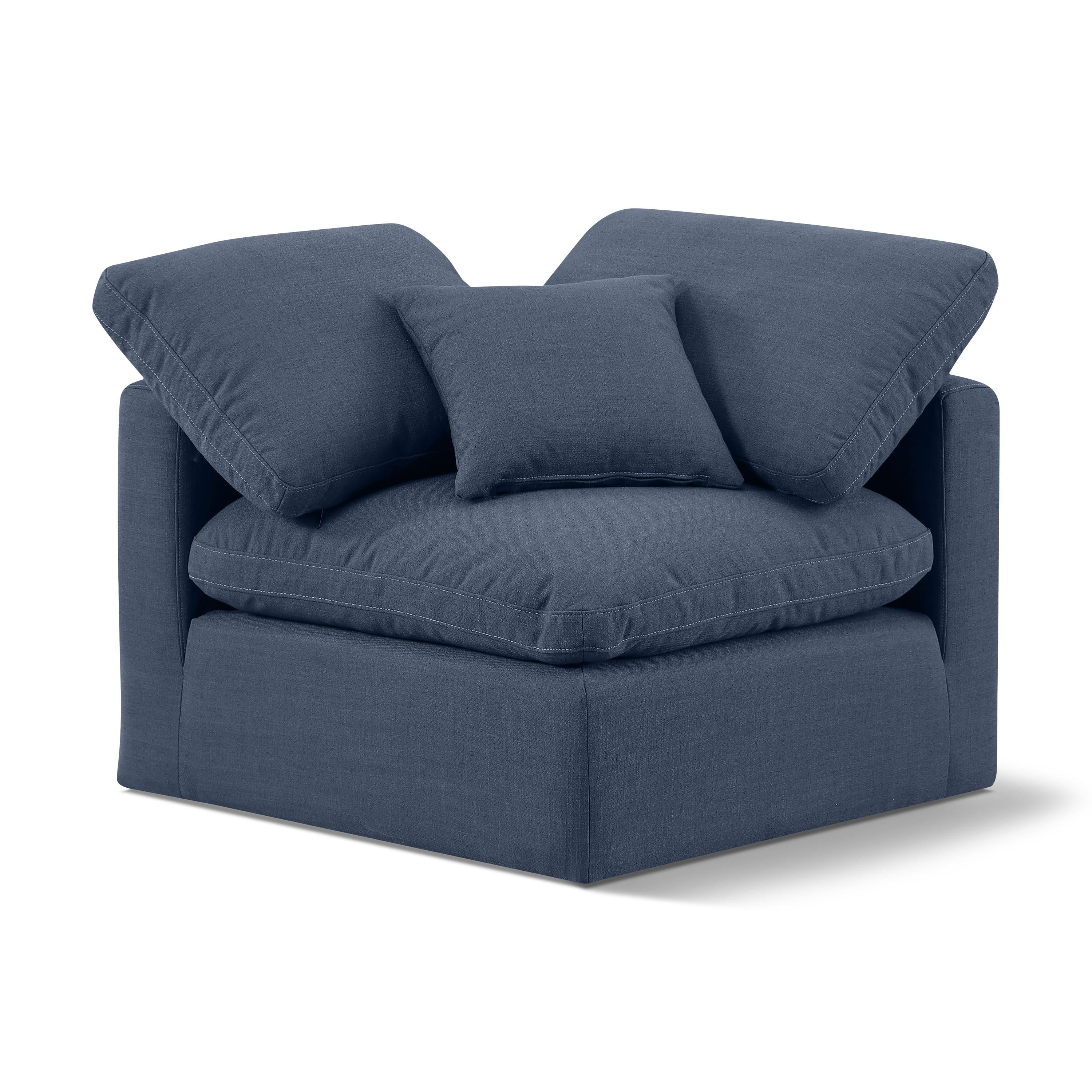 Meridian Indulge Navy Linen Textured Fabric Corner Chair