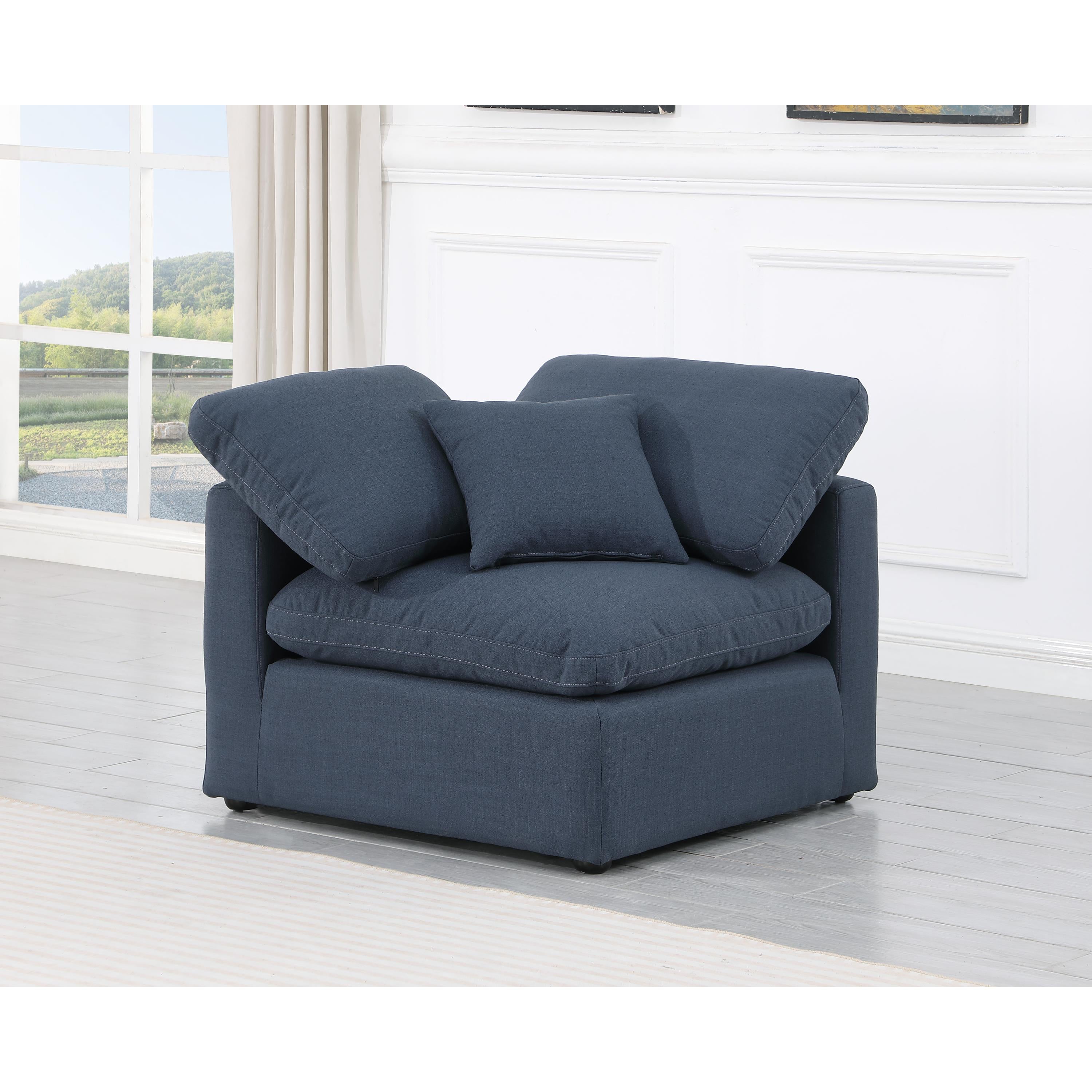 Meridian Indulge Navy Linen Textured Fabric Corner Chair