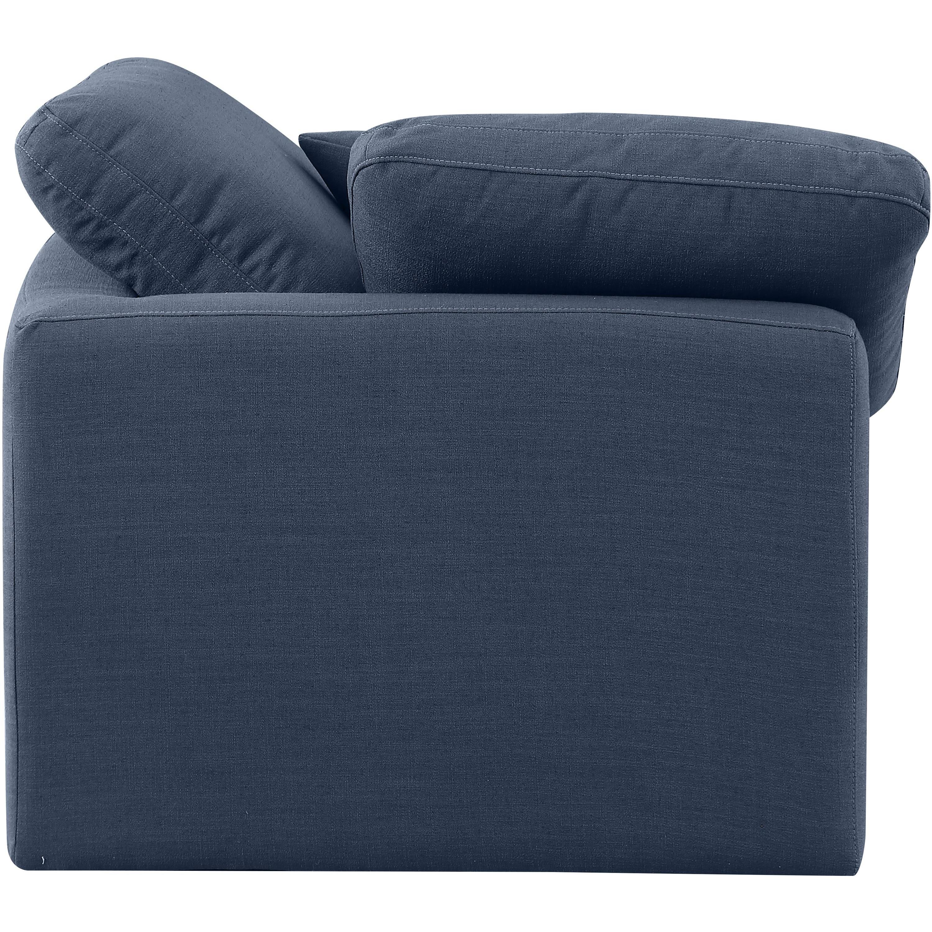 Meridian Indulge Navy Linen Textured Fabric Corner Chair