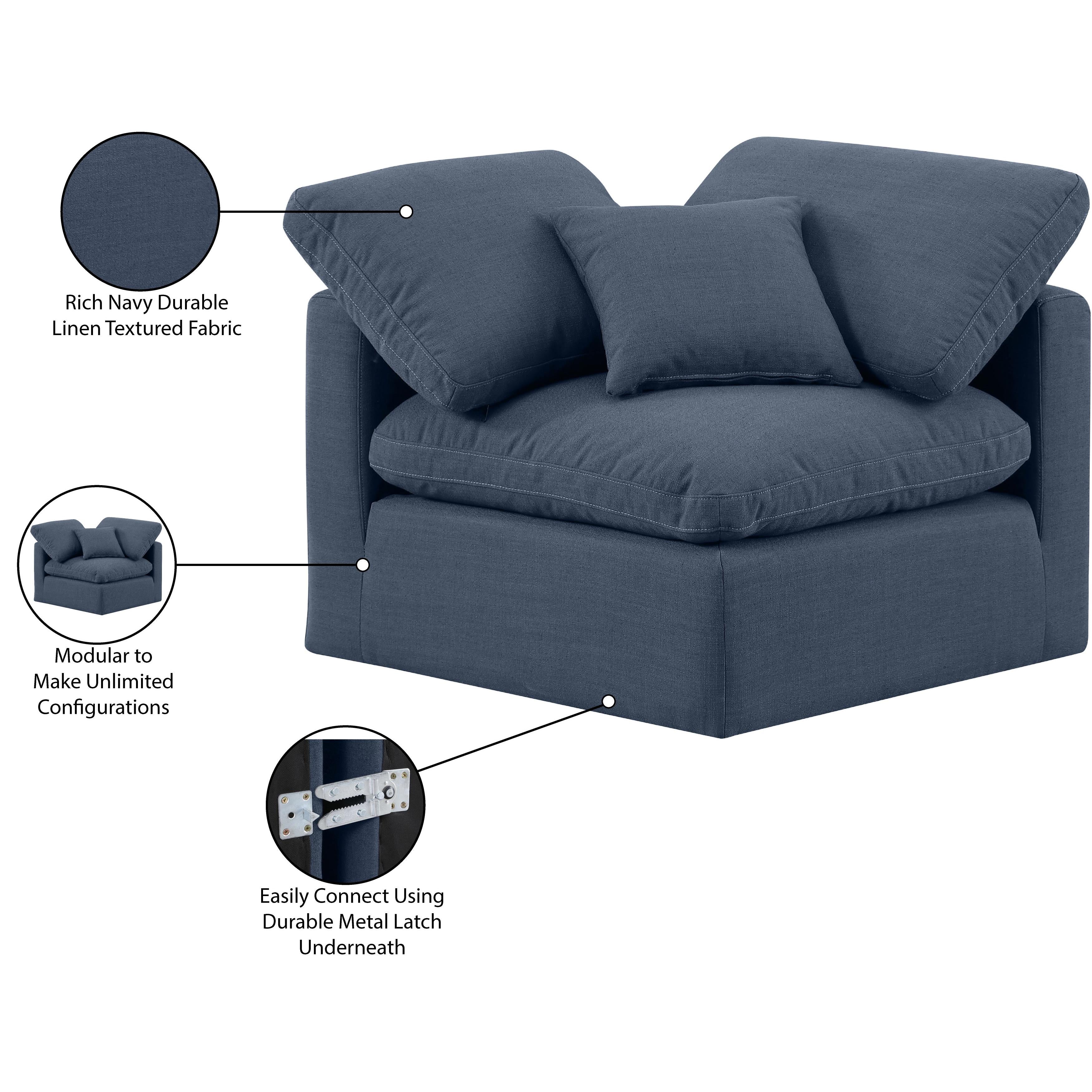 Meridian Indulge Navy Linen Textured Fabric Corner Chair