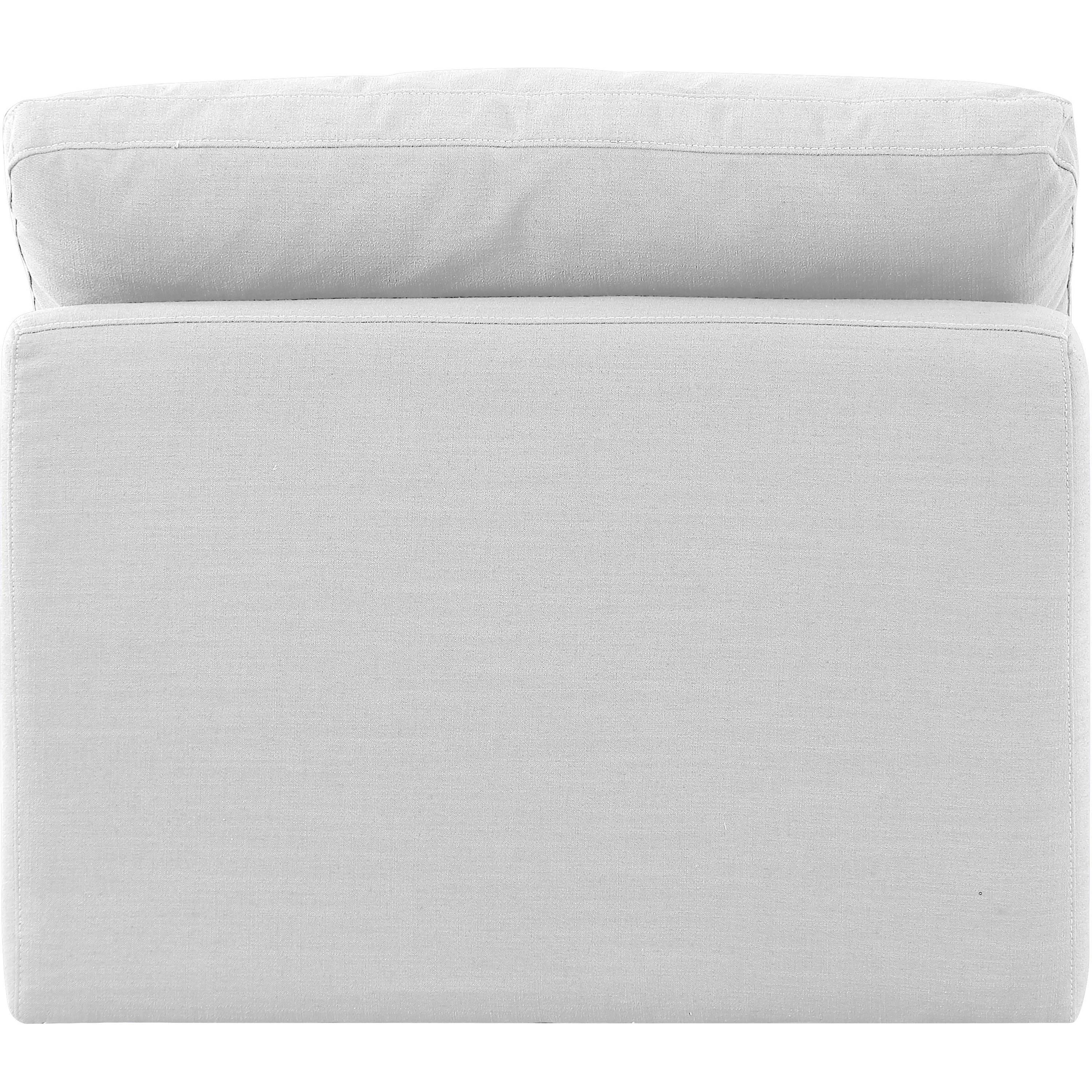 Meridian Indulge White Linen Textured Fabric Armless Chair