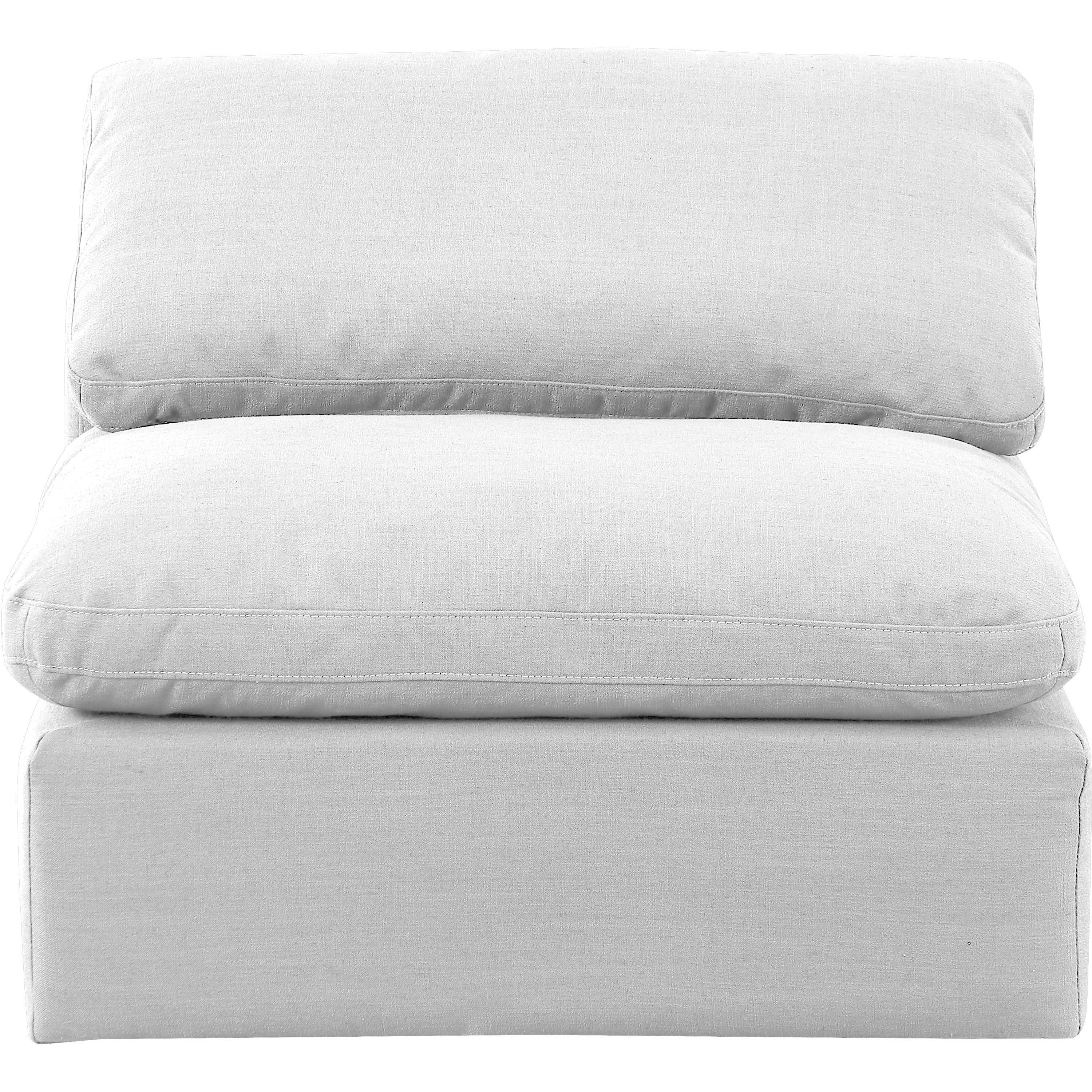 Meridian Indulge White Linen Textured Fabric Armless Chair