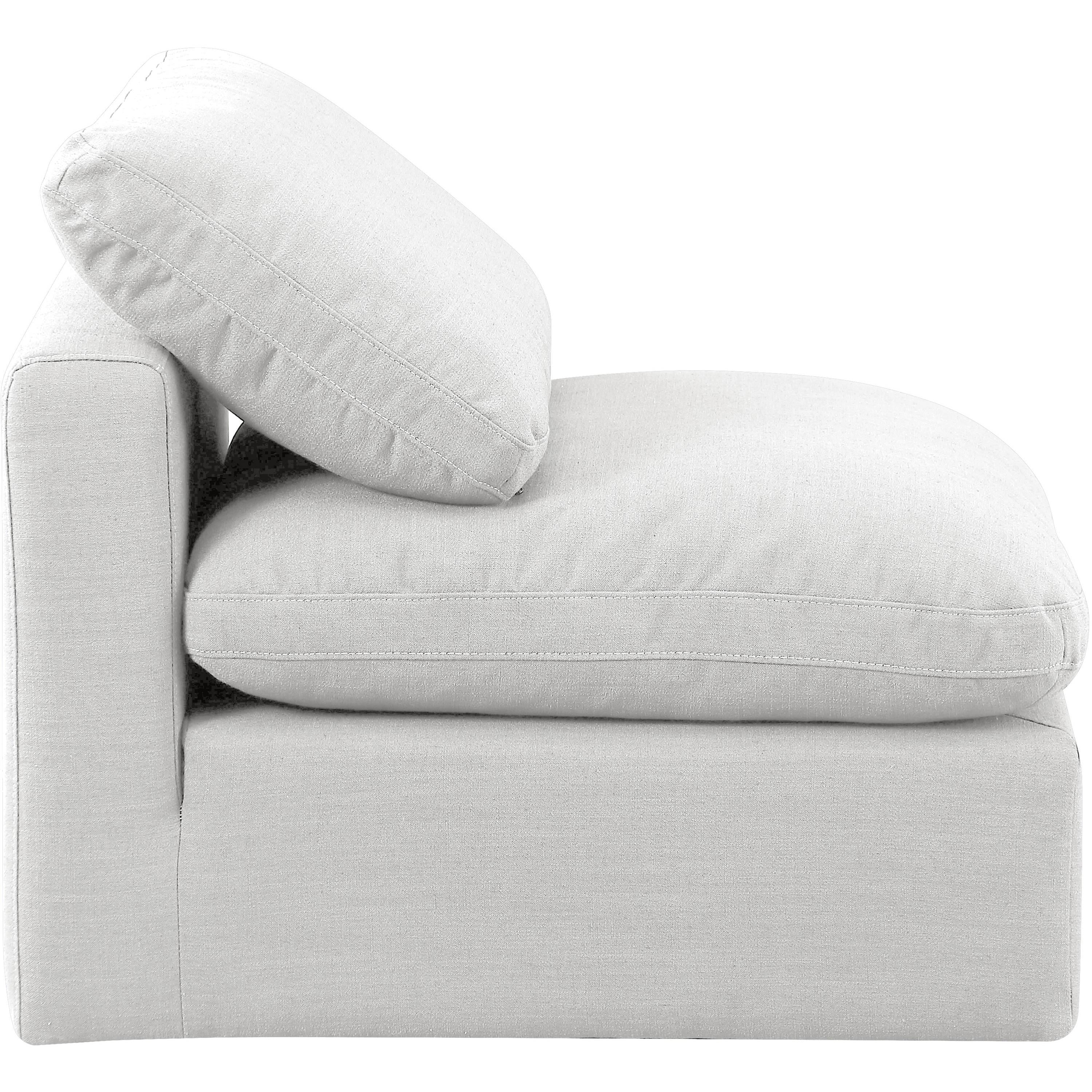 Meridian Indulge White Linen Textured Fabric Armless Chair