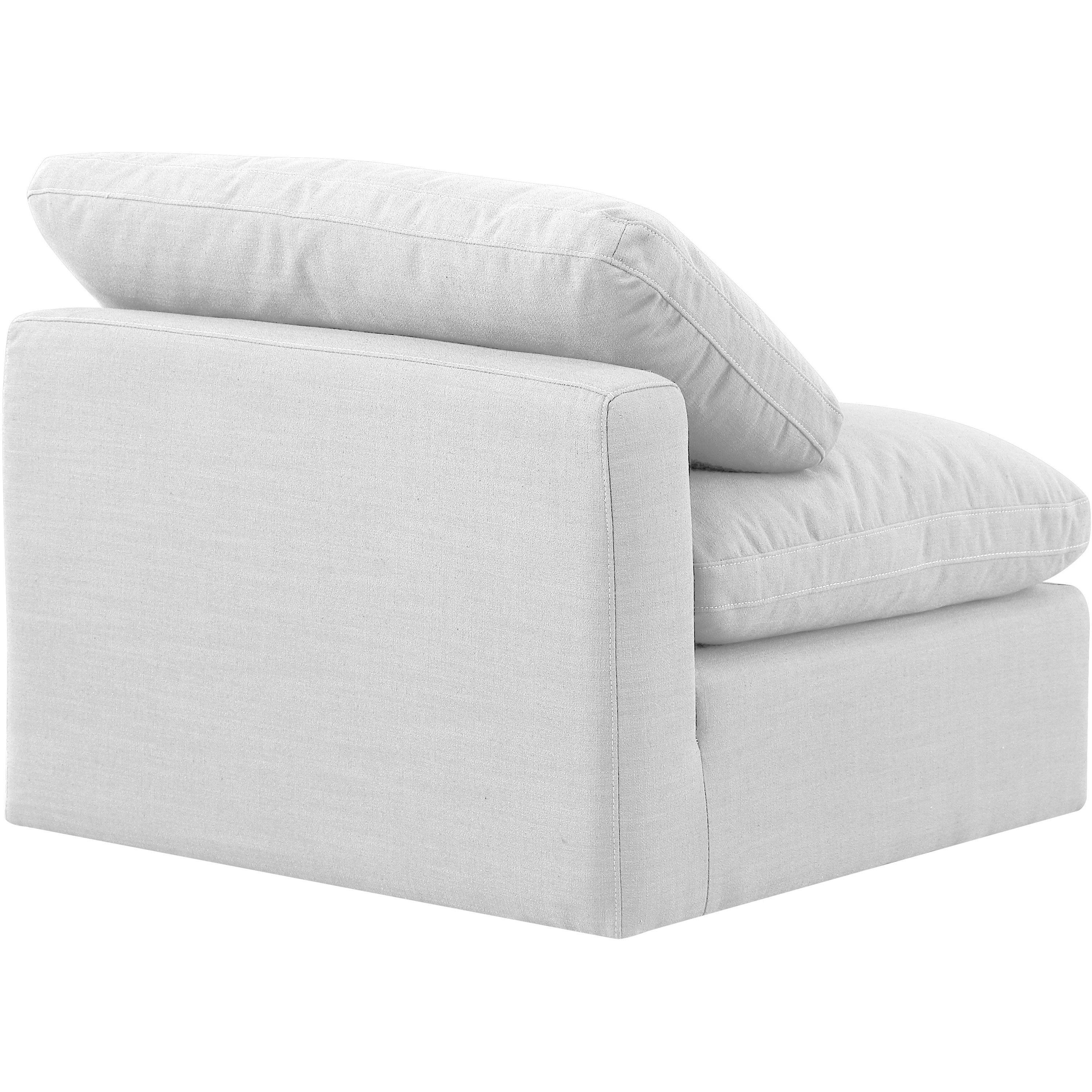 Meridian Indulge White Linen Textured Fabric Armless Chair