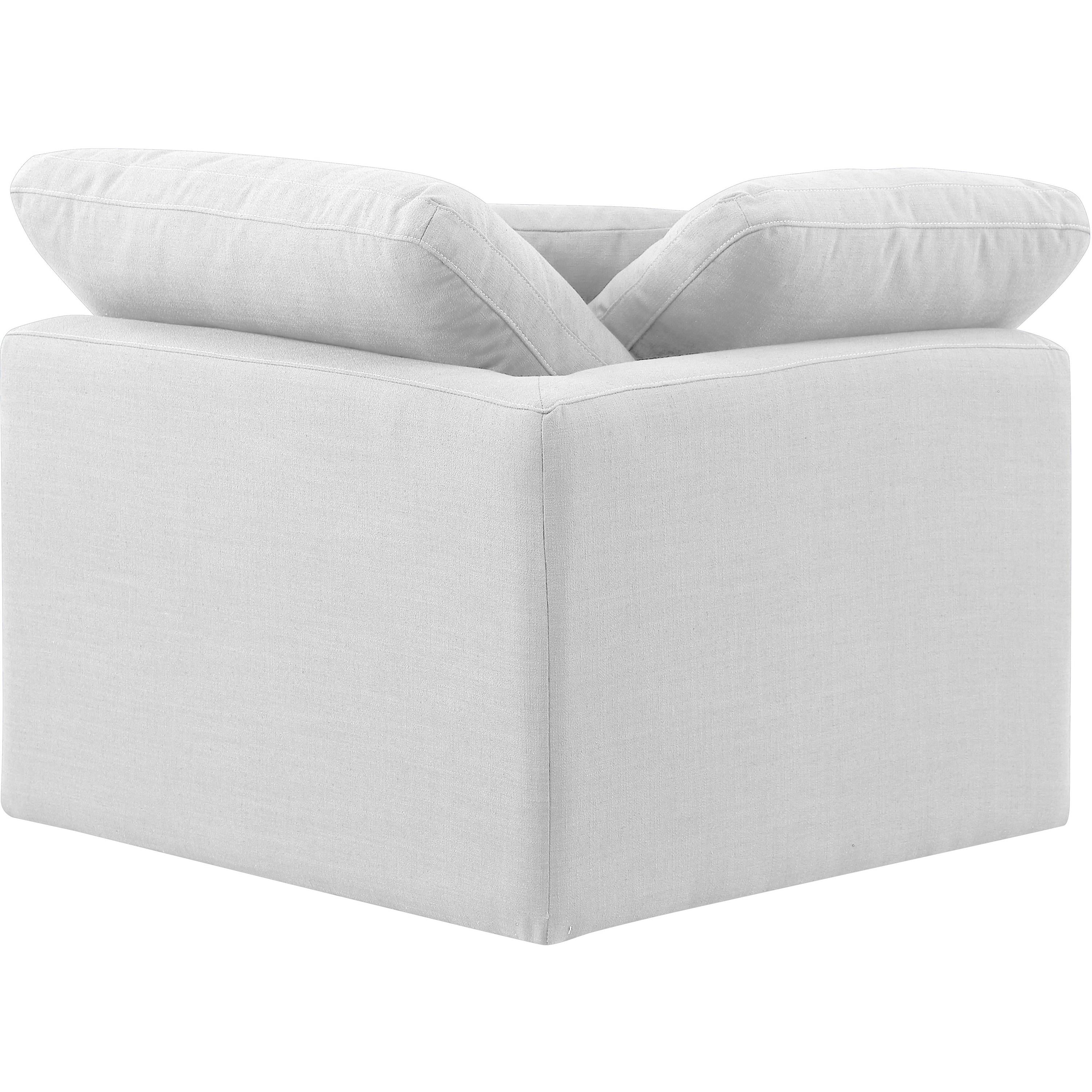 Meridian Indulge White Linen Textured Fabric Corner Chair