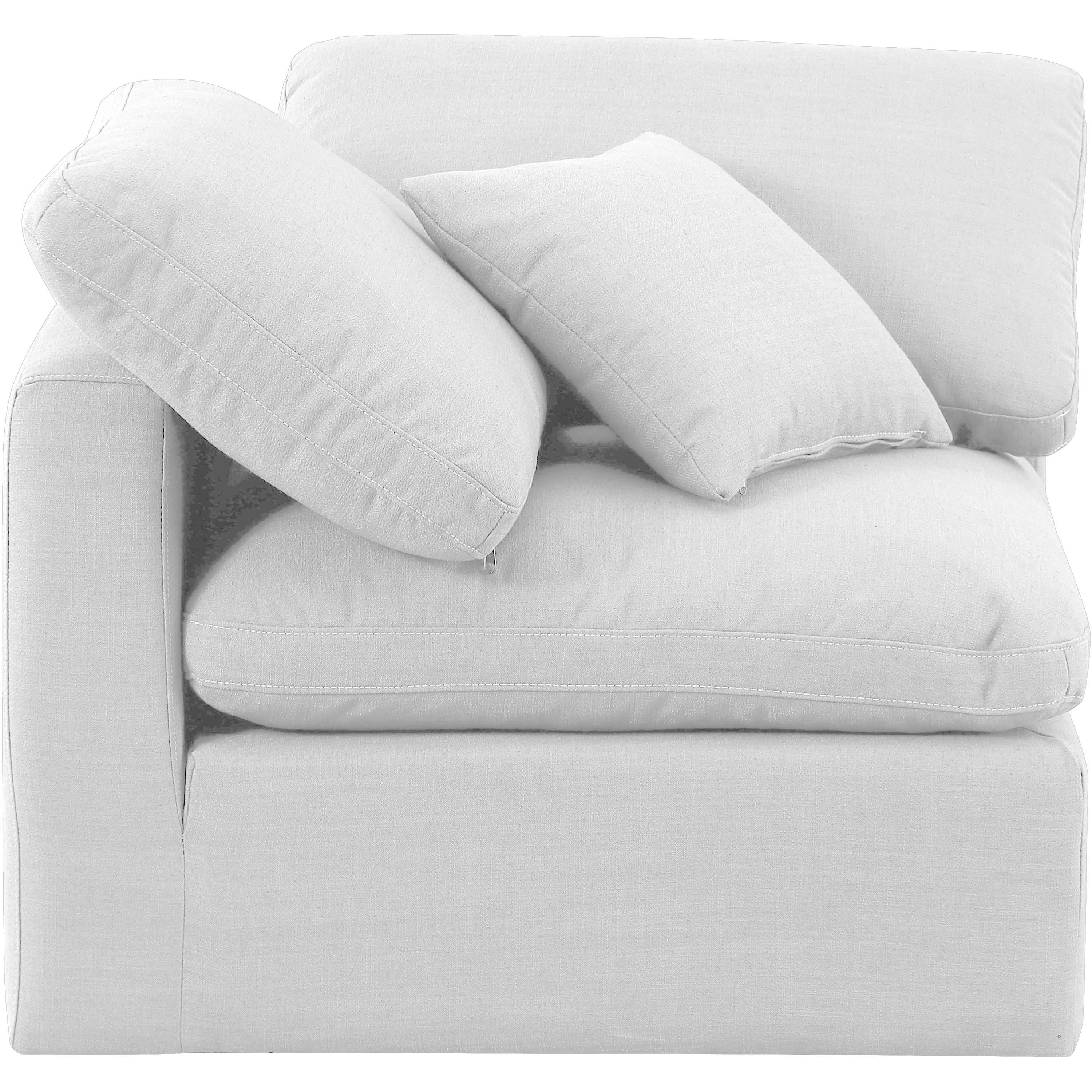 Meridian Indulge White Linen Textured Fabric Corner Chair