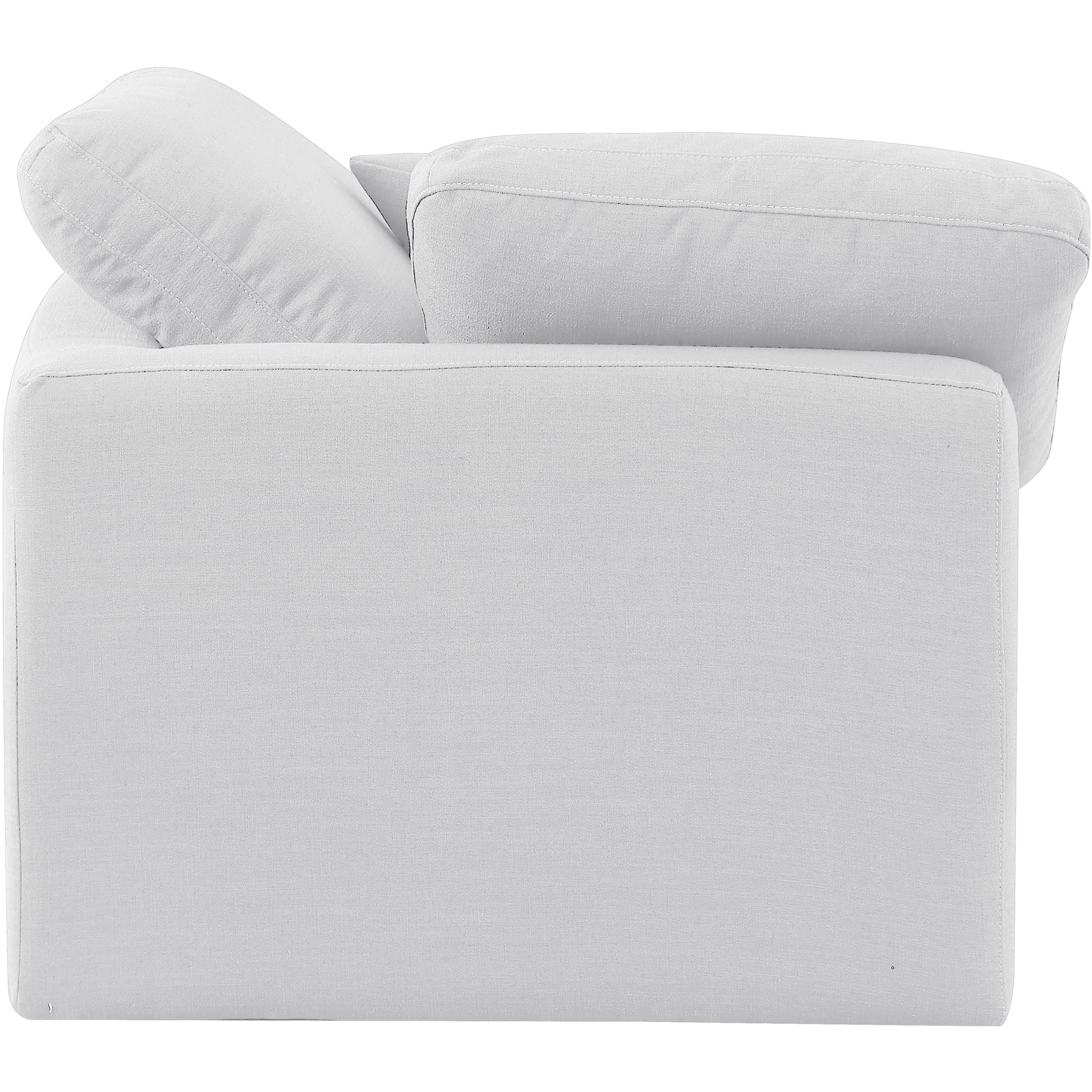 Meridian Indulge White Linen Textured Fabric Corner Chair