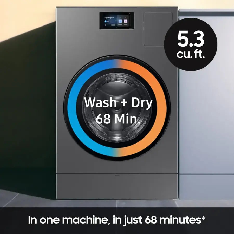Samsung - 5.3 cu ft. Bespoke AI Vented Laundry Combo™ All-in-One Ultra Capacity Washer and Electric Dryer with AI Home - Dark steel