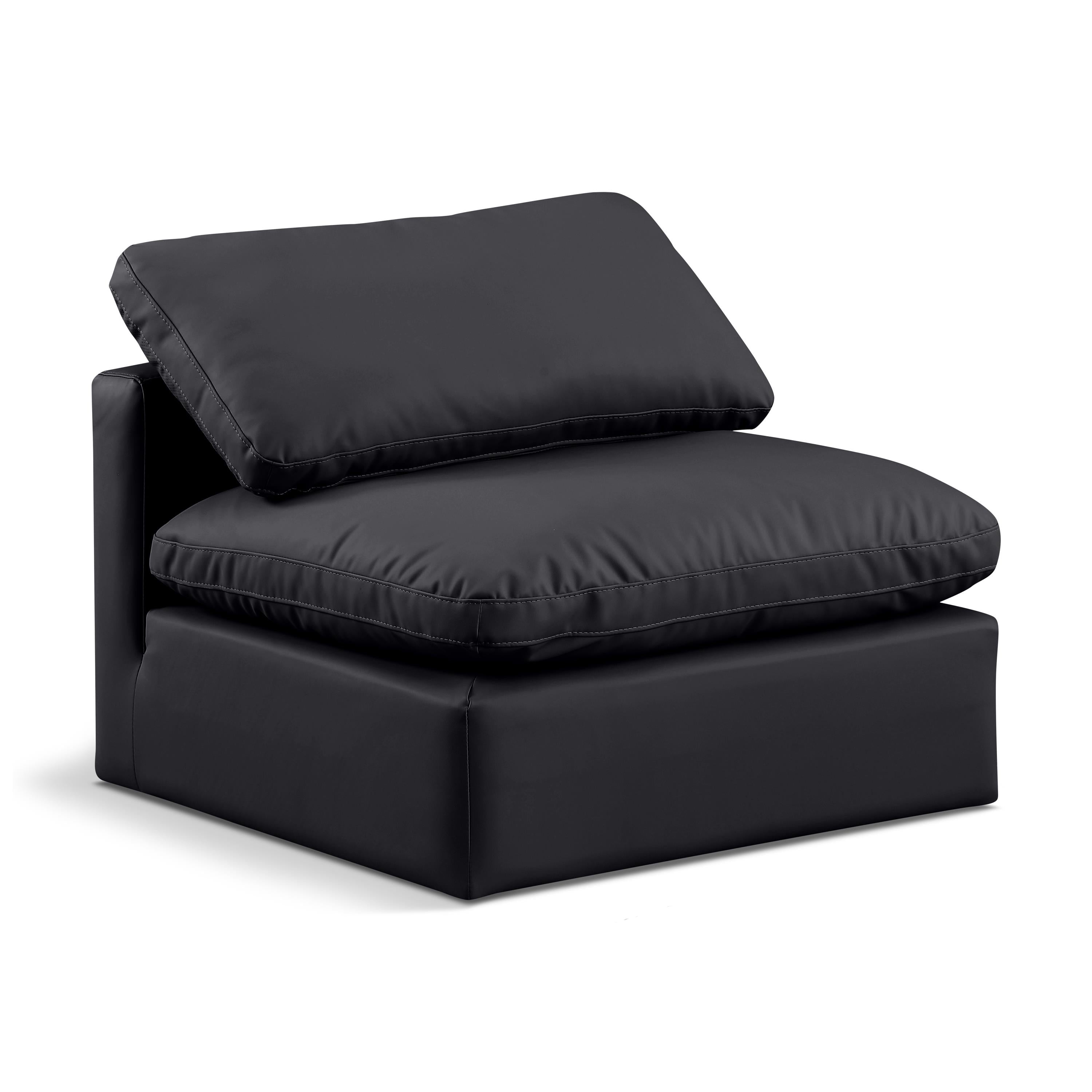Meridian Indulge Black Vegan Leather Armless Chair