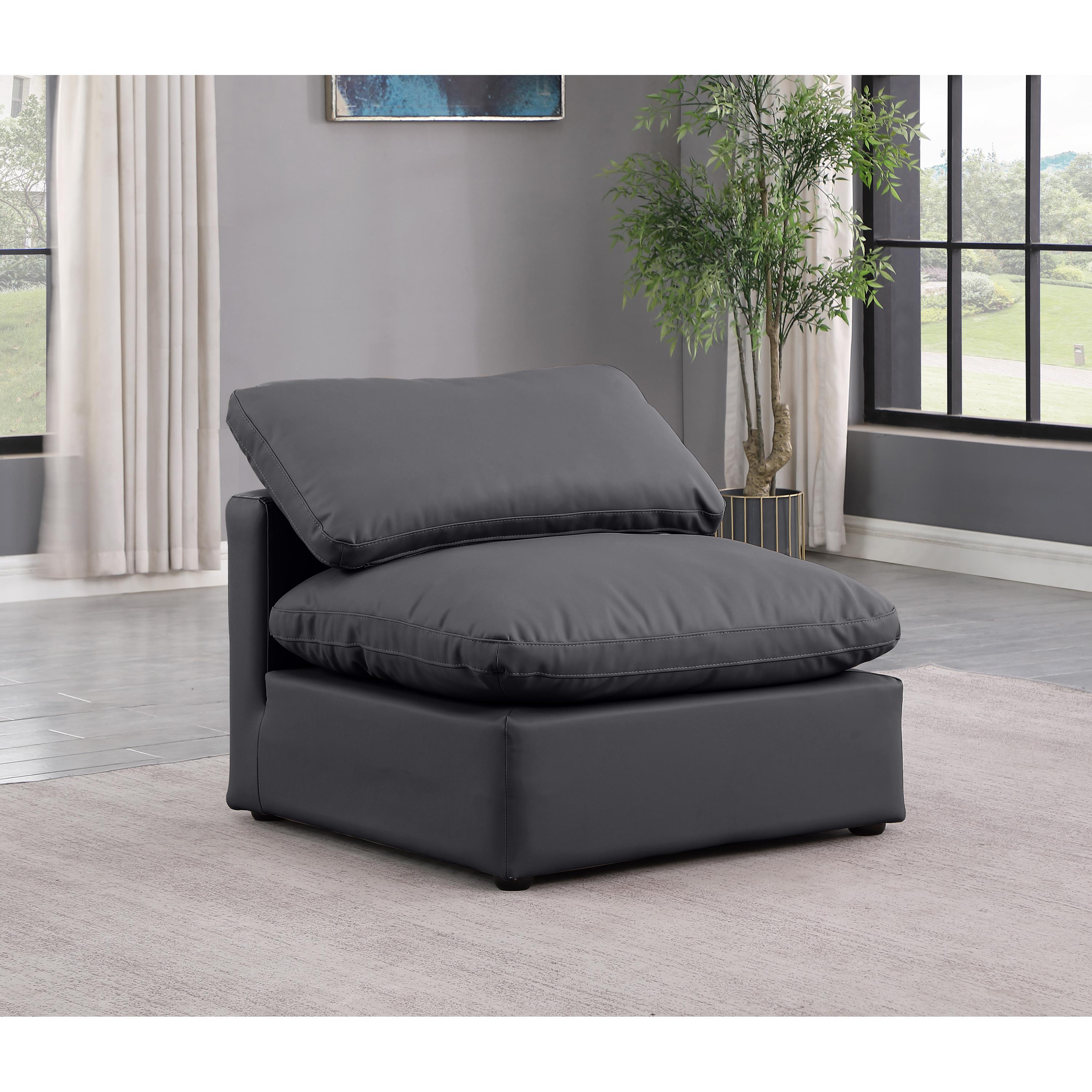 Meridian Indulge Black Vegan Leather Armless Chair