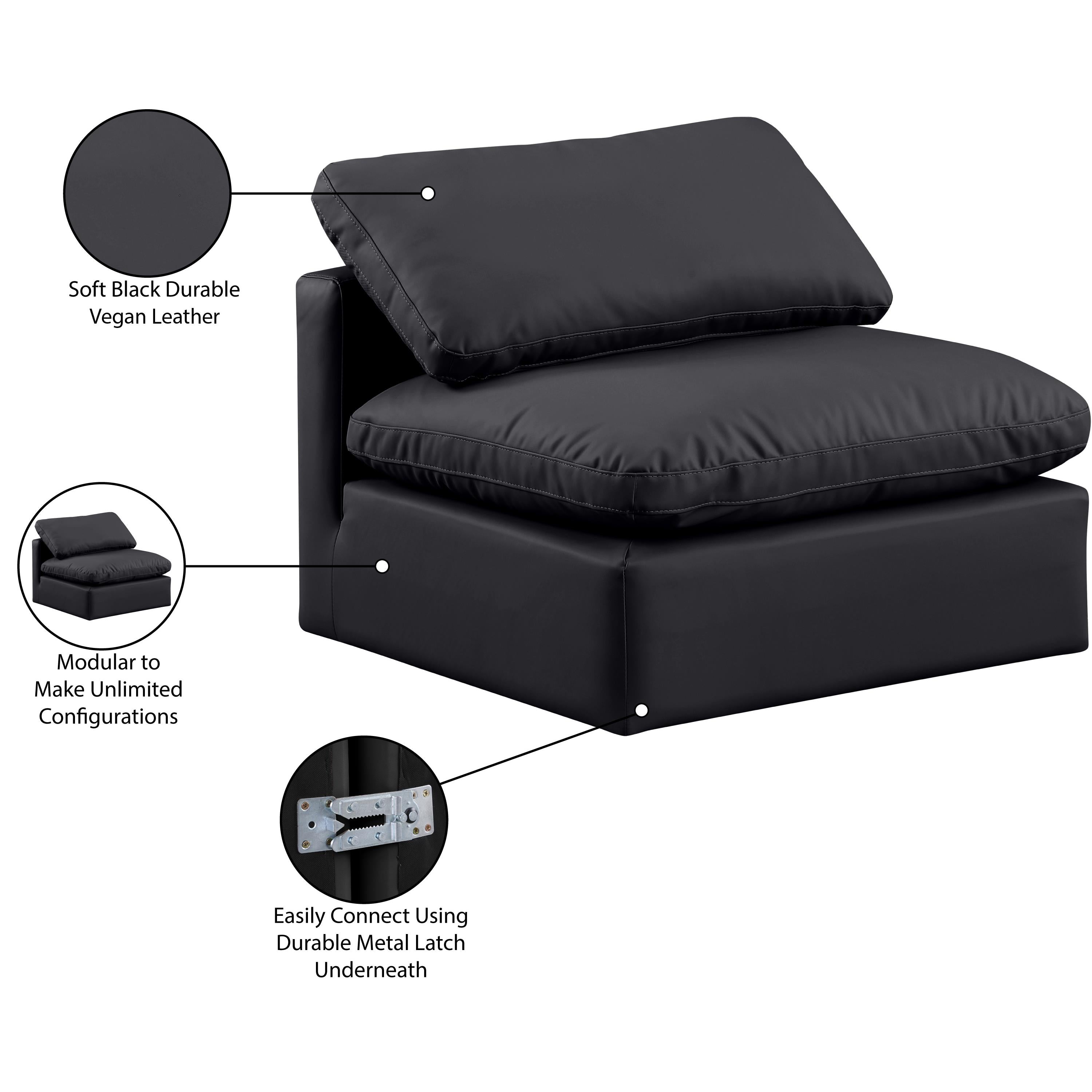 Meridian Indulge Black Vegan Leather Armless Chair